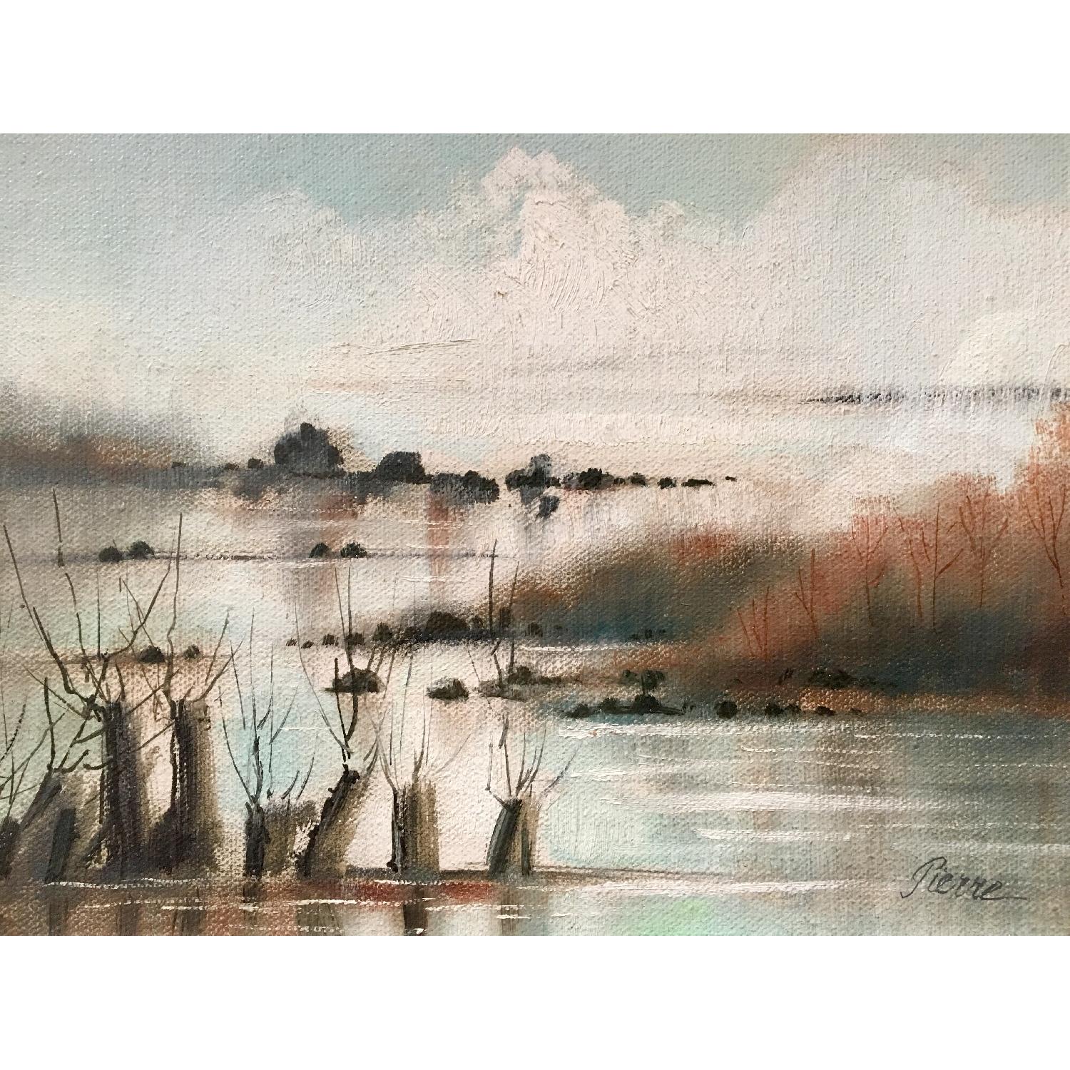 Vintage Dreamy Beach Waterscape Painting - image-2