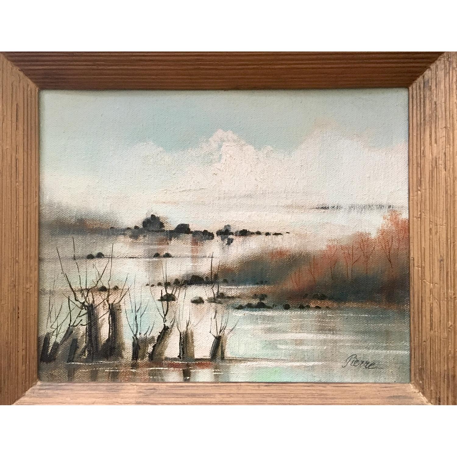 Vintage Dreamy Beach Waterscape Painting - image-3