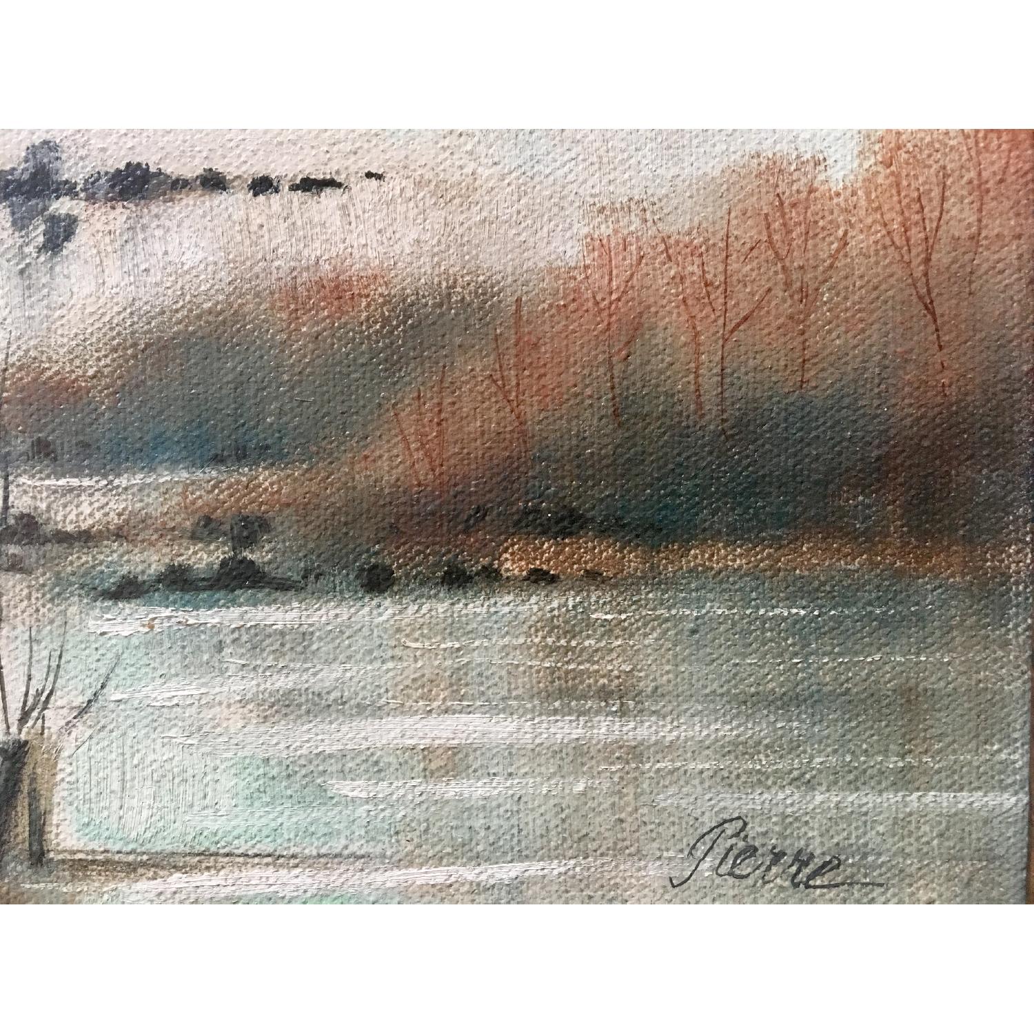 Vintage Dreamy Beach Waterscape Painting - image-4