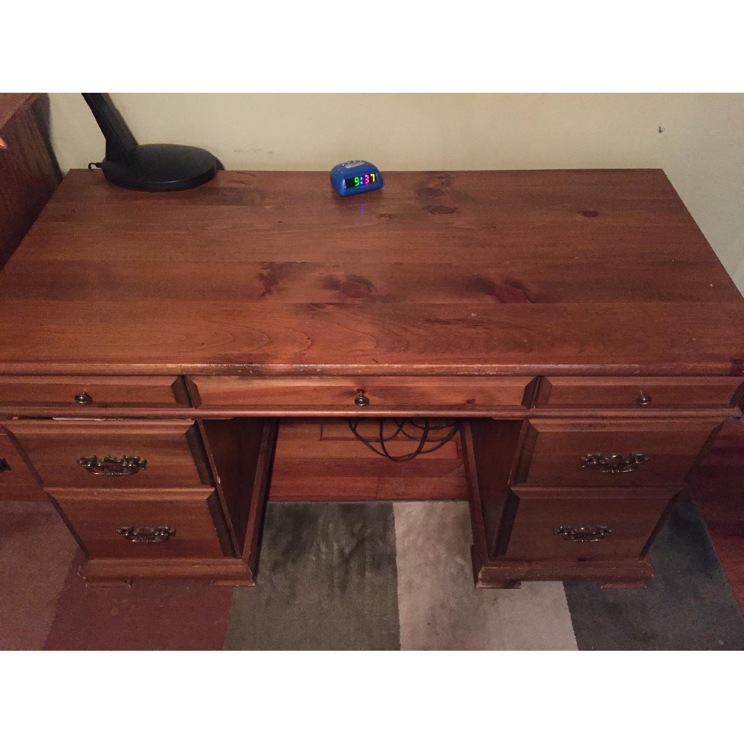 Vintage Pine Wood Desk AptDeco