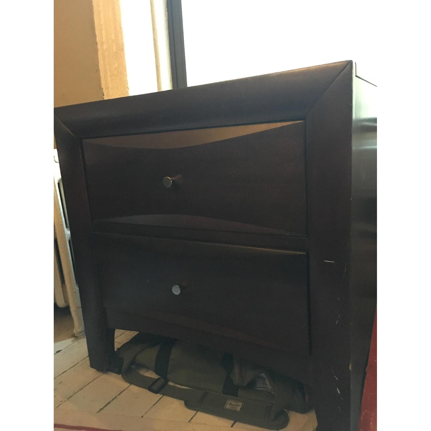 Dark Brown Modern 2 Drawer Bedside Table - image-1