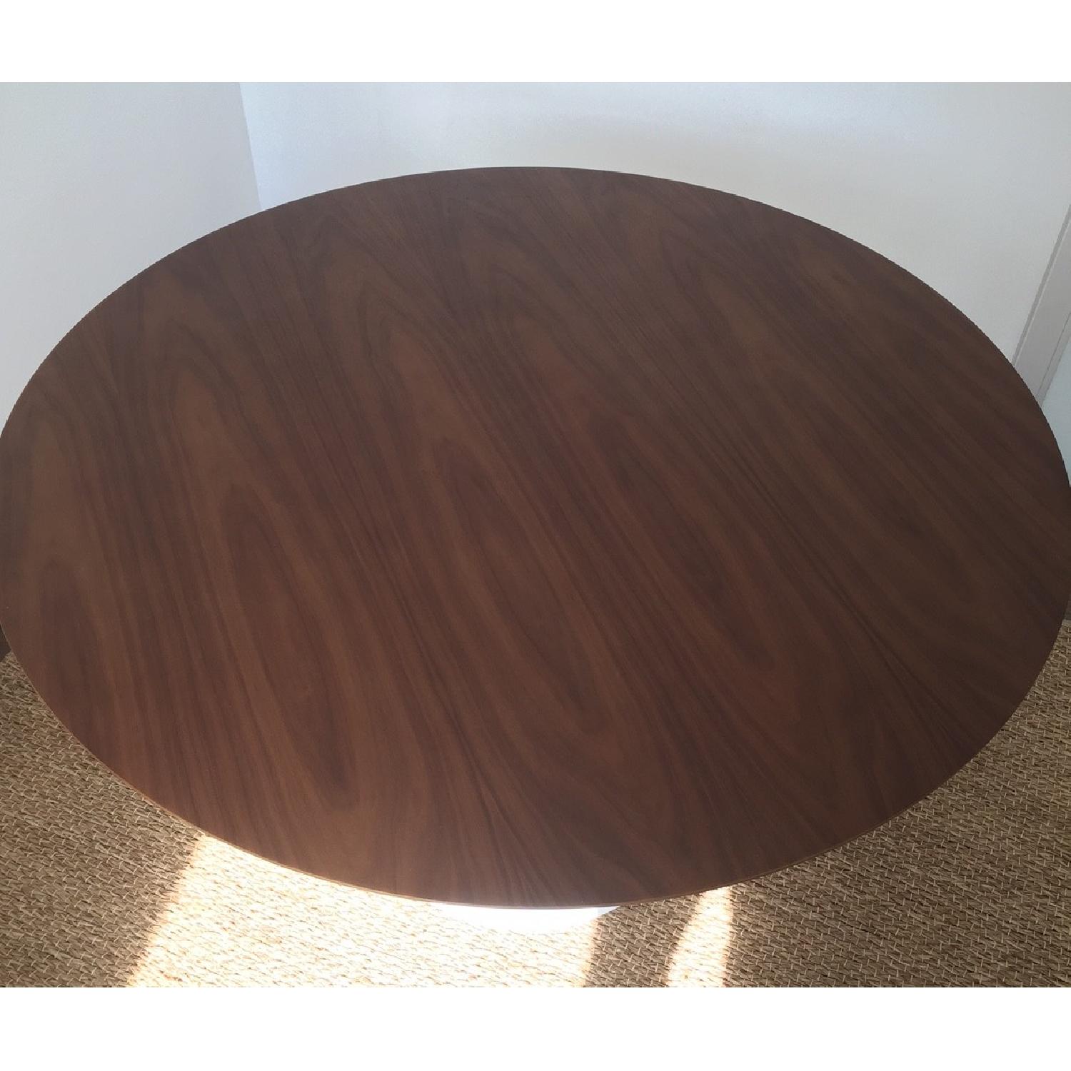 White X White Round Tulip Table With Walnut Top & White Base - image-2