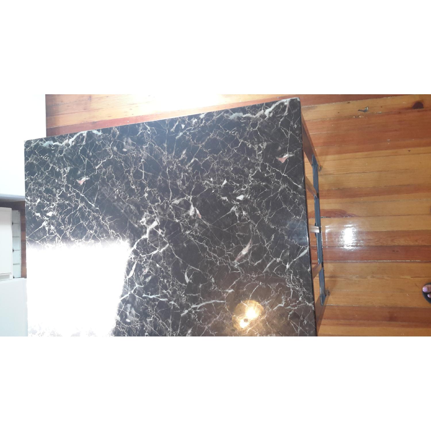 Istikbal Furniture Cultured Marble Dining Room Table w/ 2 Stools - image-4