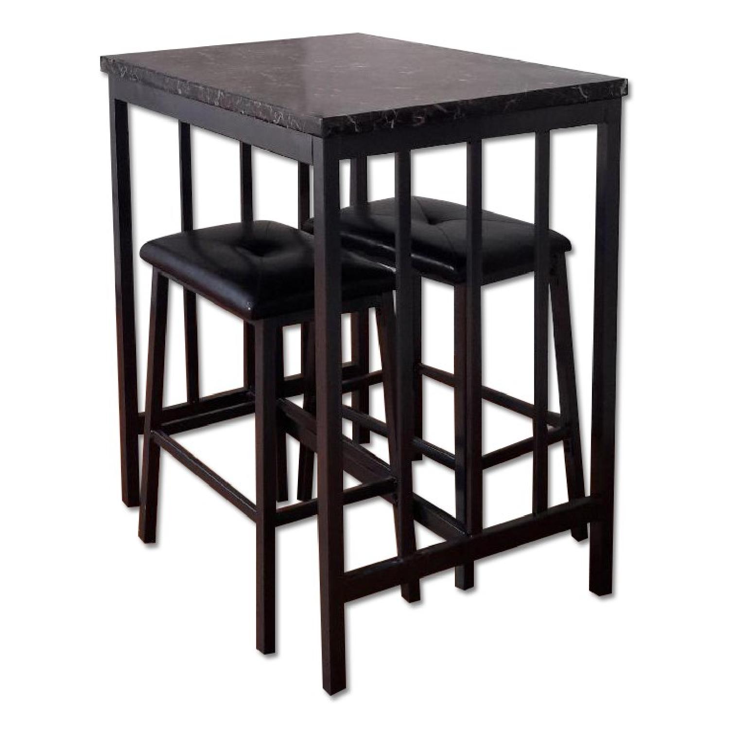 Istikbal Furniture Cultured Marble Dining Room Table w/ 2 Stools - image-0