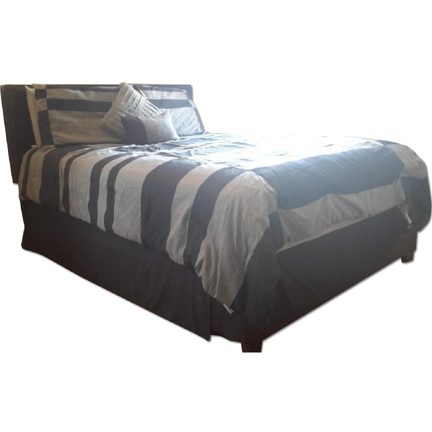 Black Leather Queen Size Bed Frame w/ Head Board AptDeco