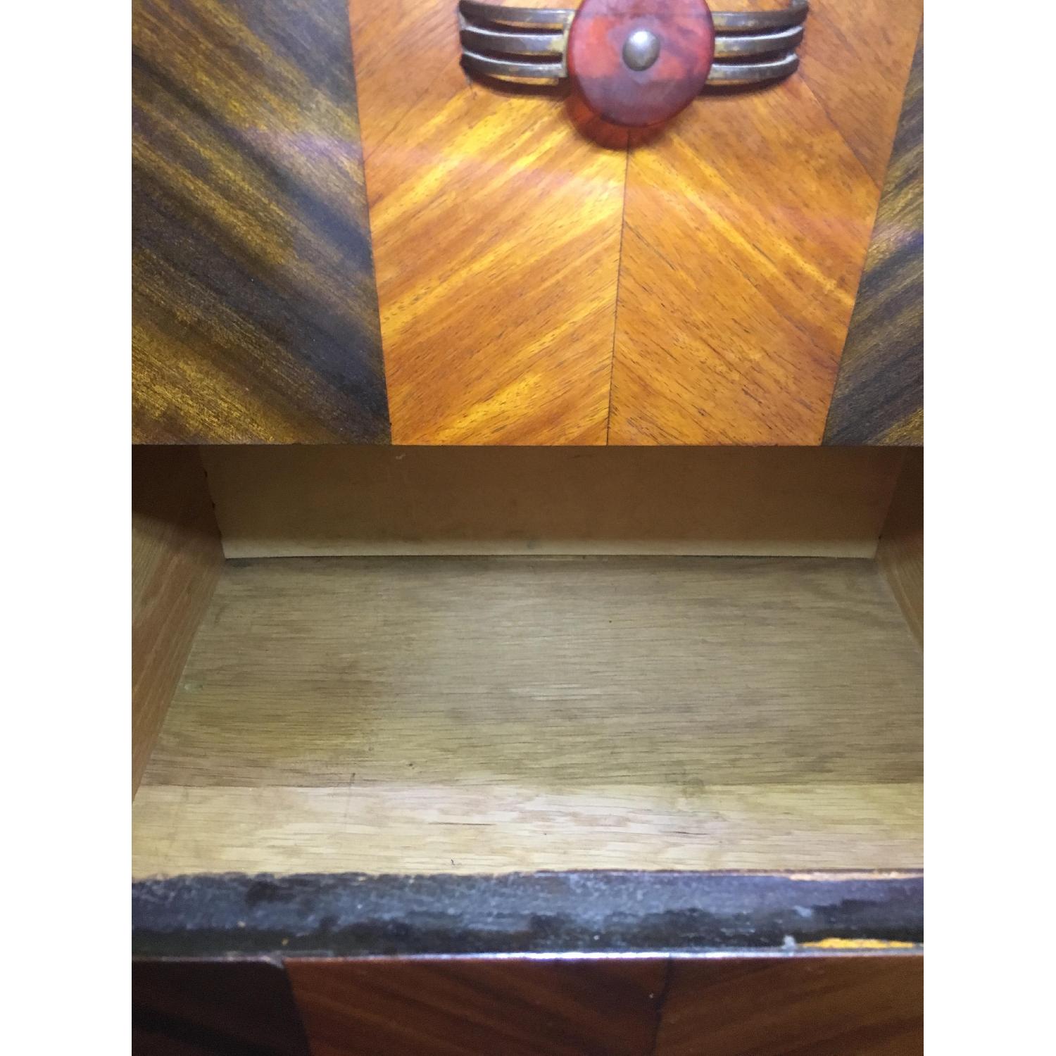 Vintage Art Deco Waterfall Inlay Wardrobe w/ Bakelite handles - image-5