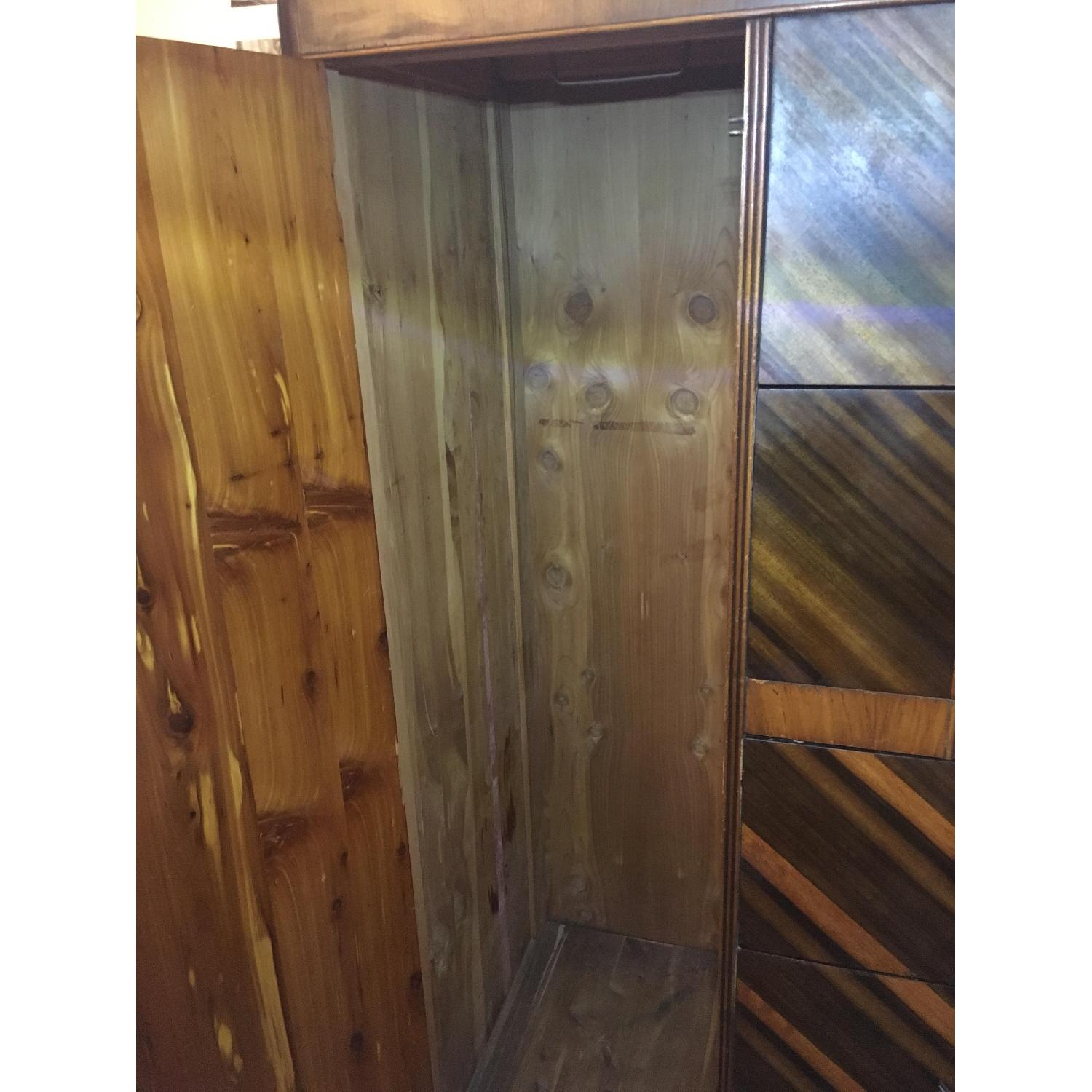 Vintage Art Deco Waterfall Inlay Wardrobe w/ Bakelite handles AptDeco