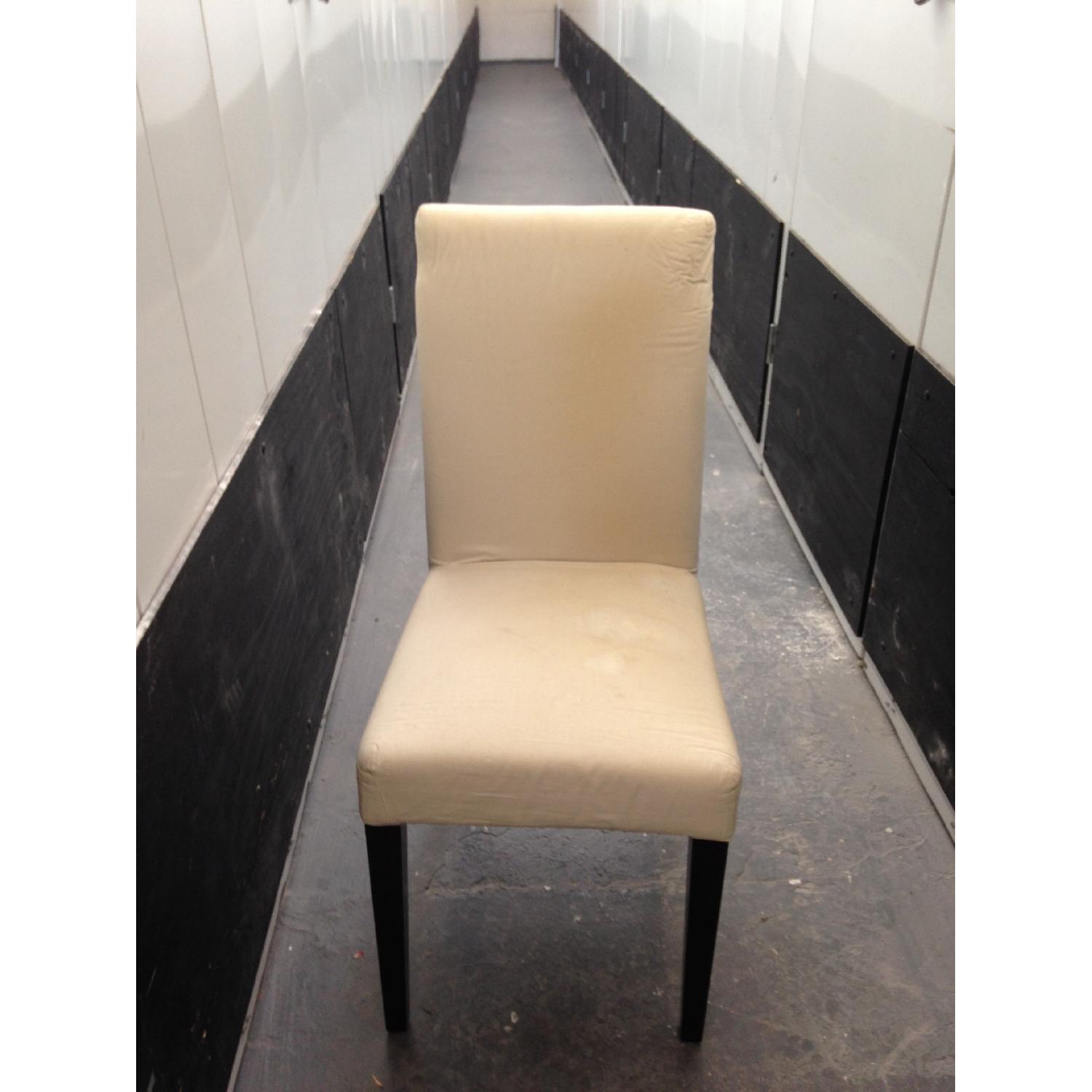 White Linen Upholstered Dining Chairs - image-1