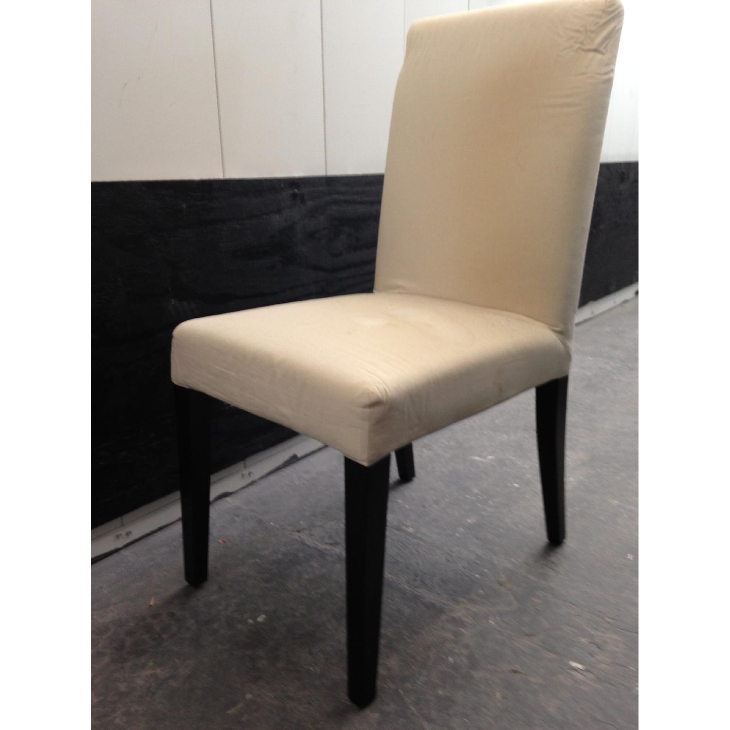White Linen Upholstered Dining Chairs - image-2