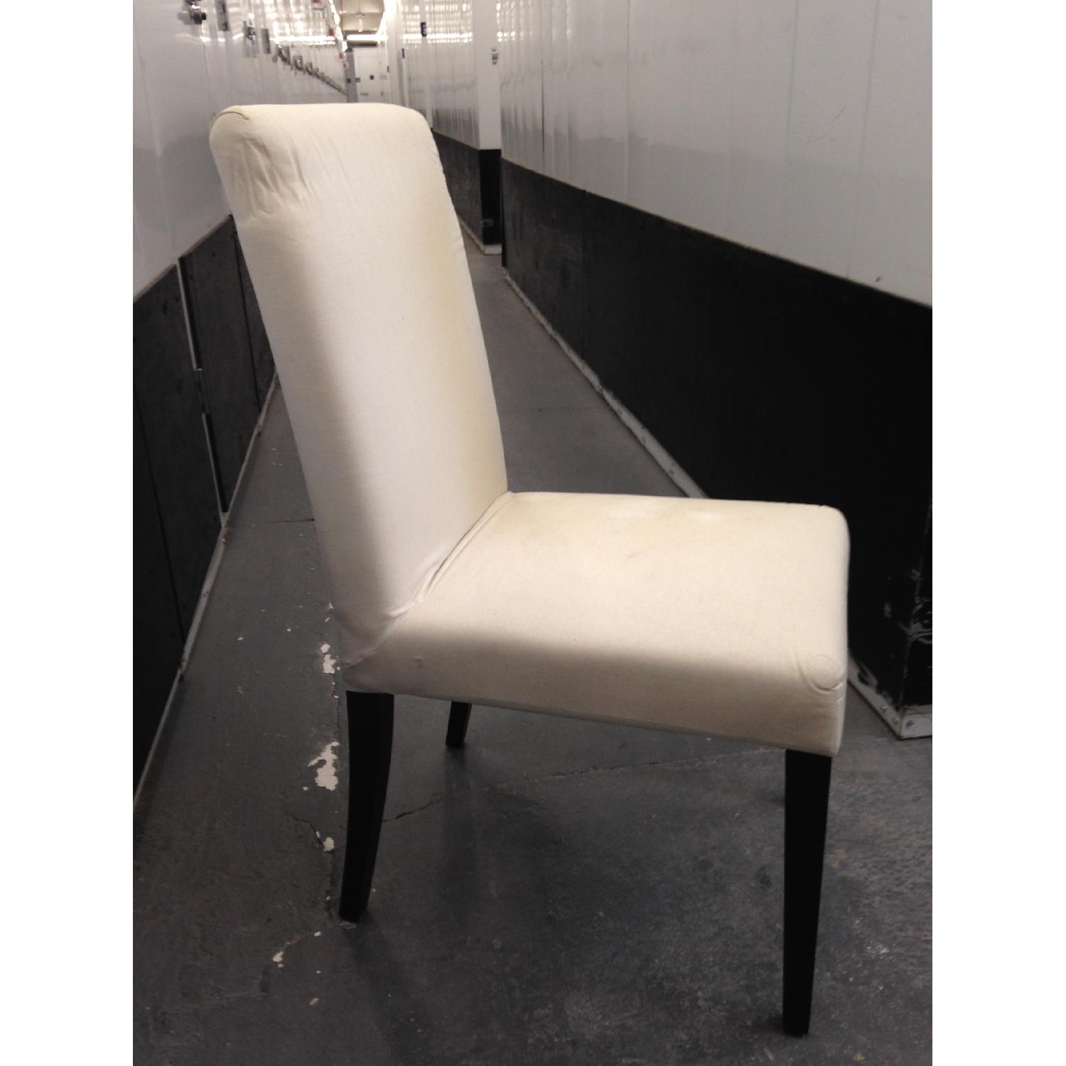 White Linen Upholstered Dining Chairs - image-3