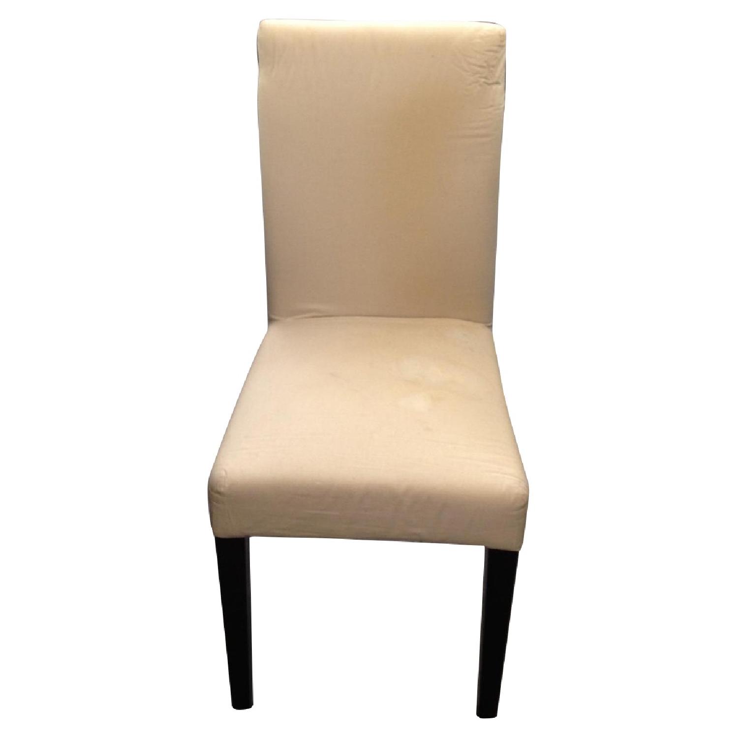 White Linen Upholstered Dining Chairs - image-0