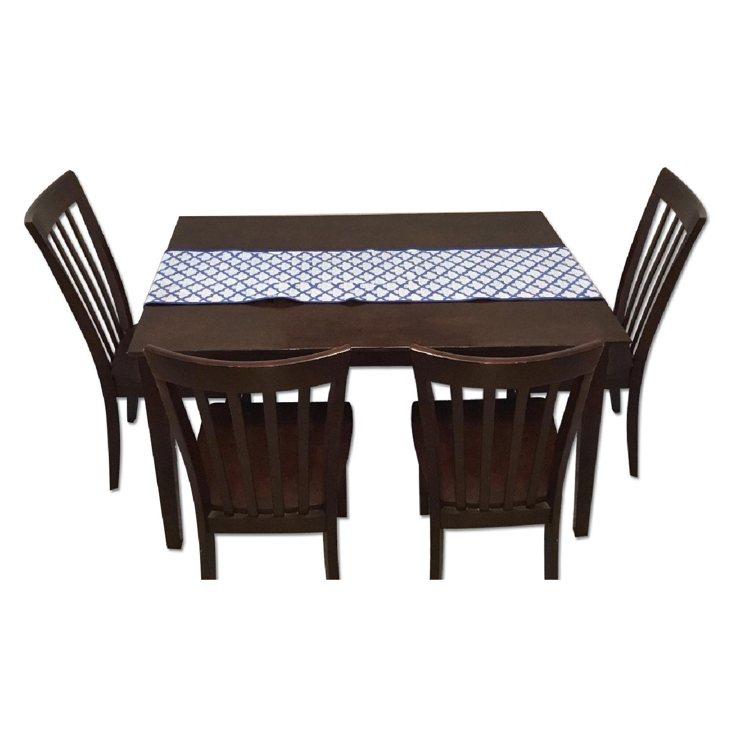 Dark Wood Table w/ 4 Matching Chairs - AptDeco