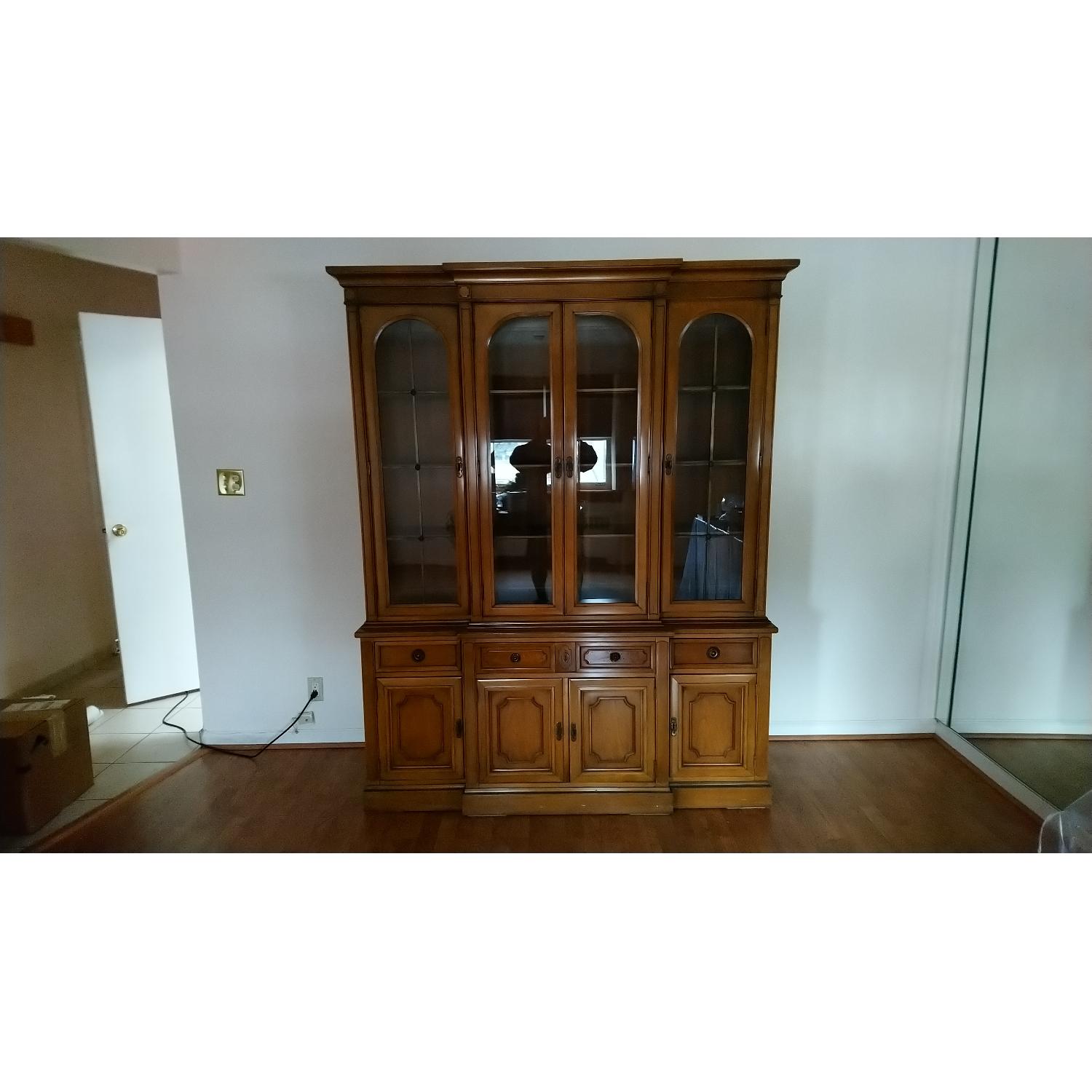 Antique Wood China Cabinet - image-1