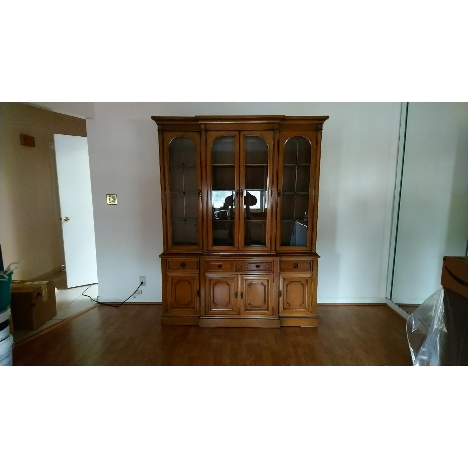 Antique Wood China Cabinet - image-2