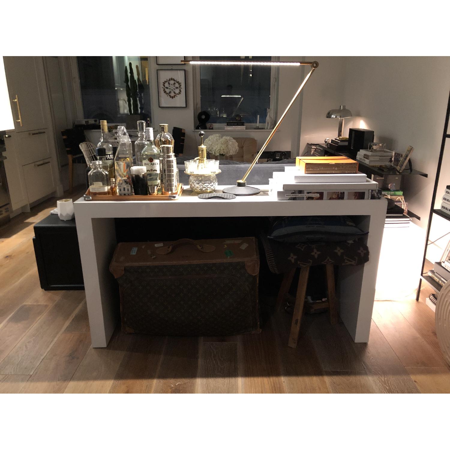 Jonathan Adler White Lacquer & Gold Console Table - image-2