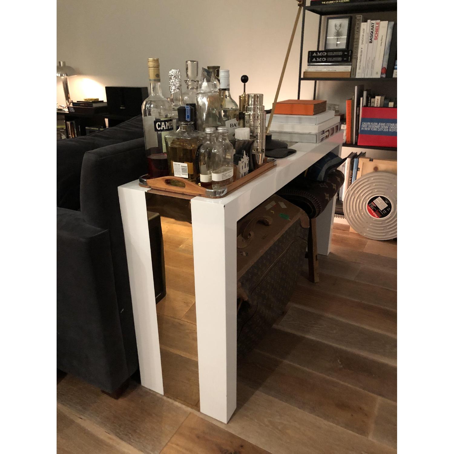 Jonathan Adler White Lacquer & Gold Console Table - image-3