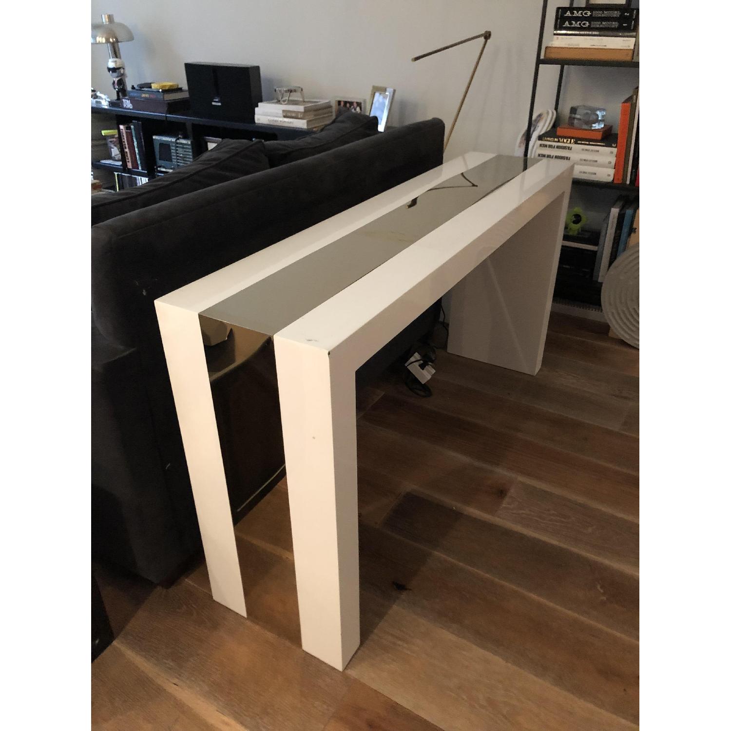 Jonathan Adler White Lacquer & Gold Console Table - image-4