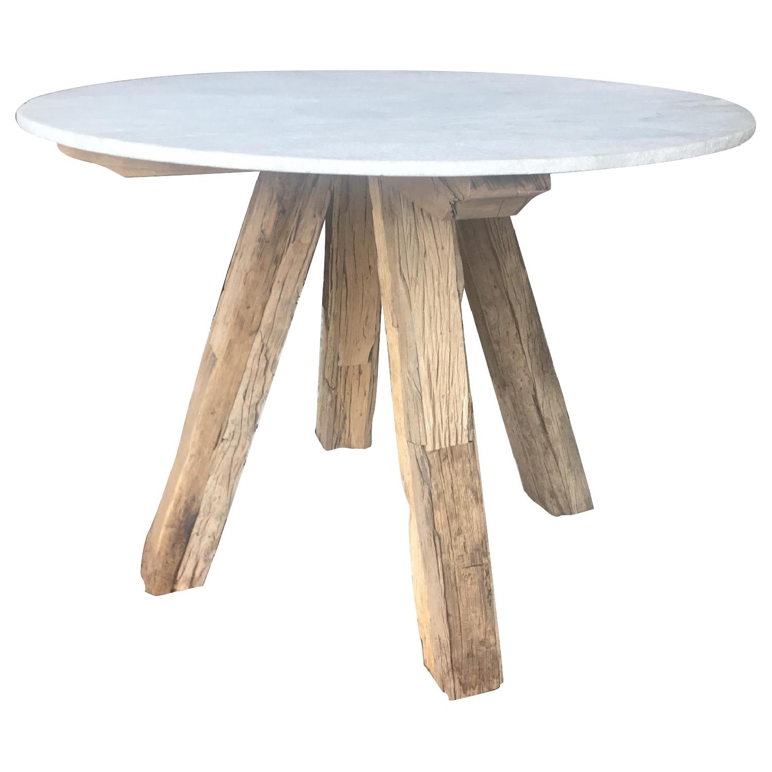 Anthropologie Rustic Marble Round Dining Table - image-0