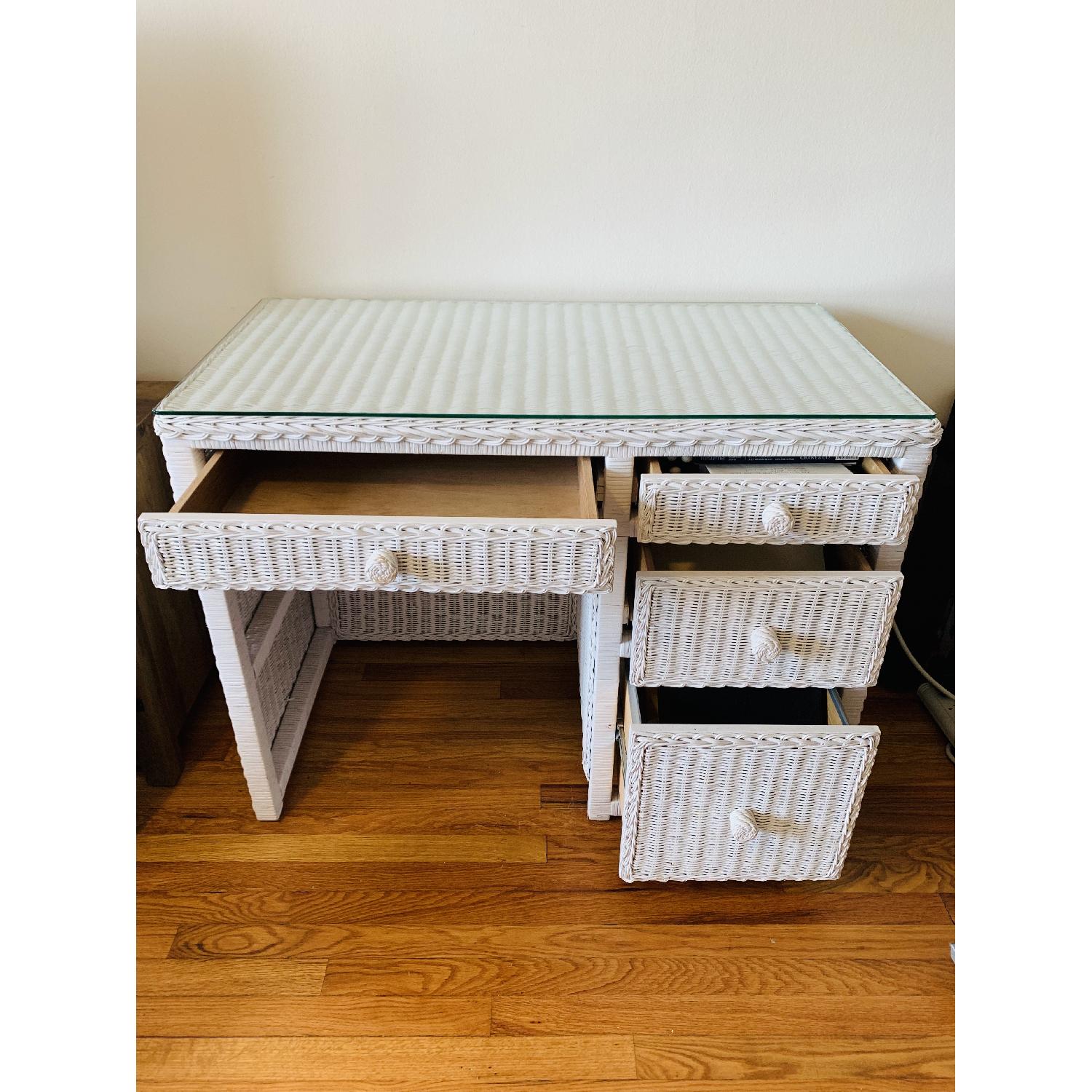 White Wicker Desk - image-1