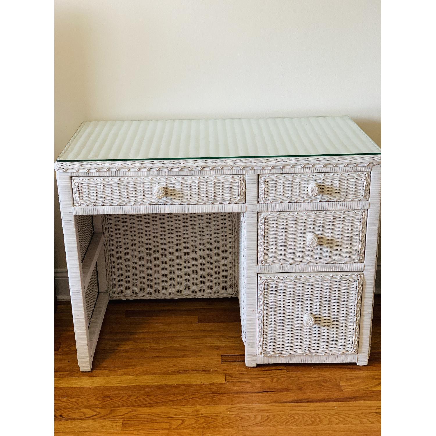 White Wicker Desk - image-2