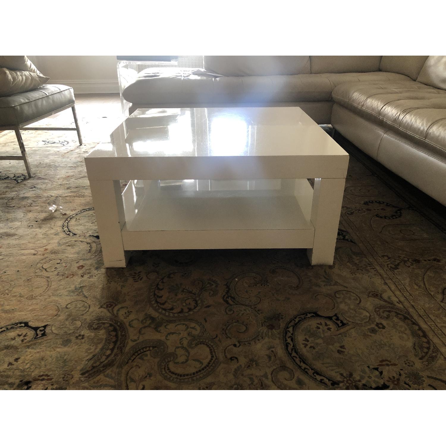 West Elm Parsons White Lacquer Coffee Table - image-1