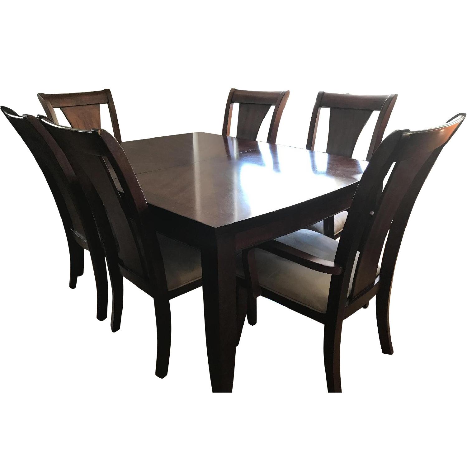 Dark Wood Expandable Dining Table w/ 4 Chairs - AptDeco