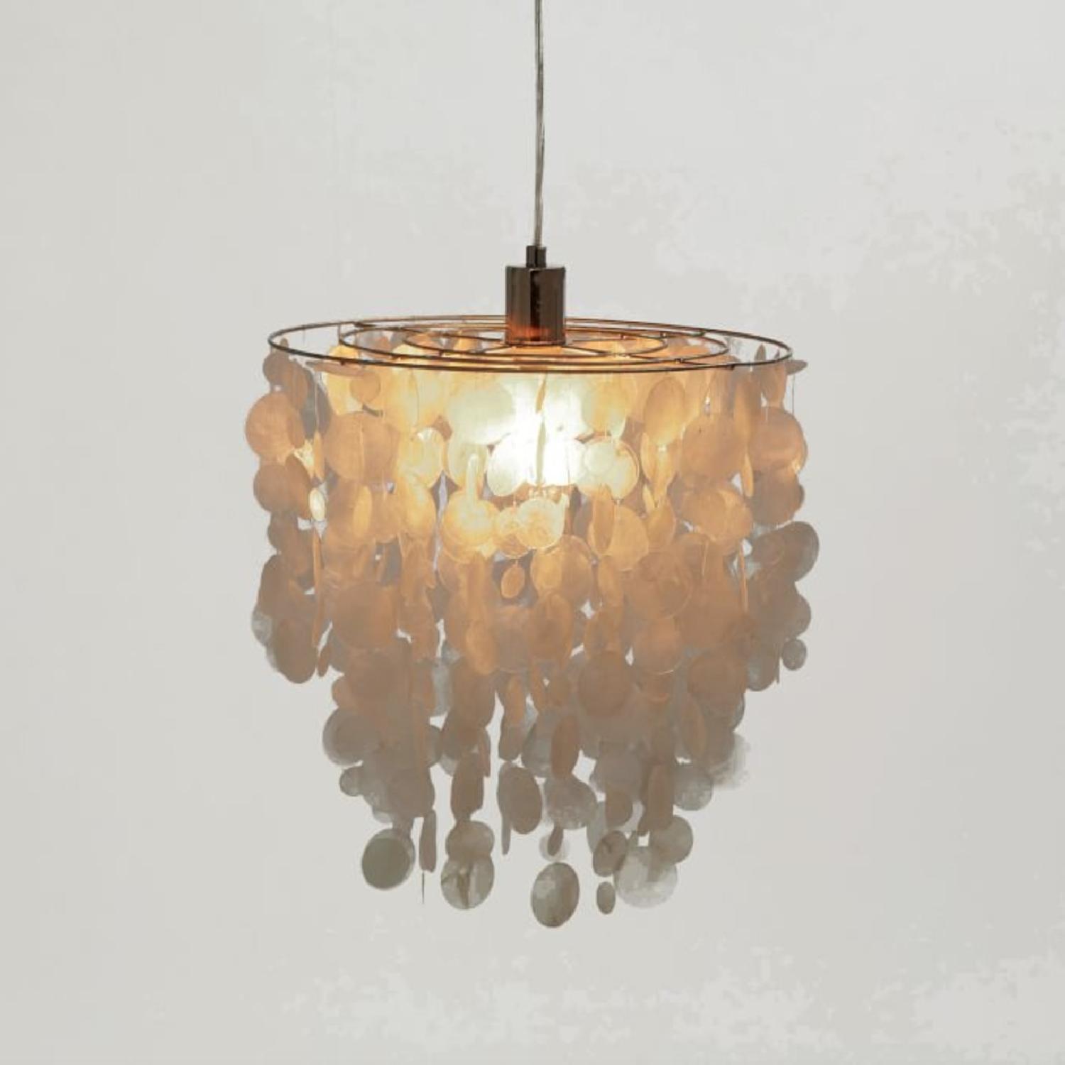 West Elm Capiz Round Pendant Lamp in White - image-1