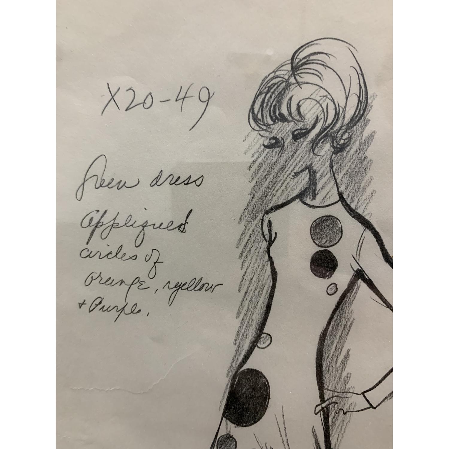 Original Vintage Louise Feraud Framed Fashion Sketch - image-3