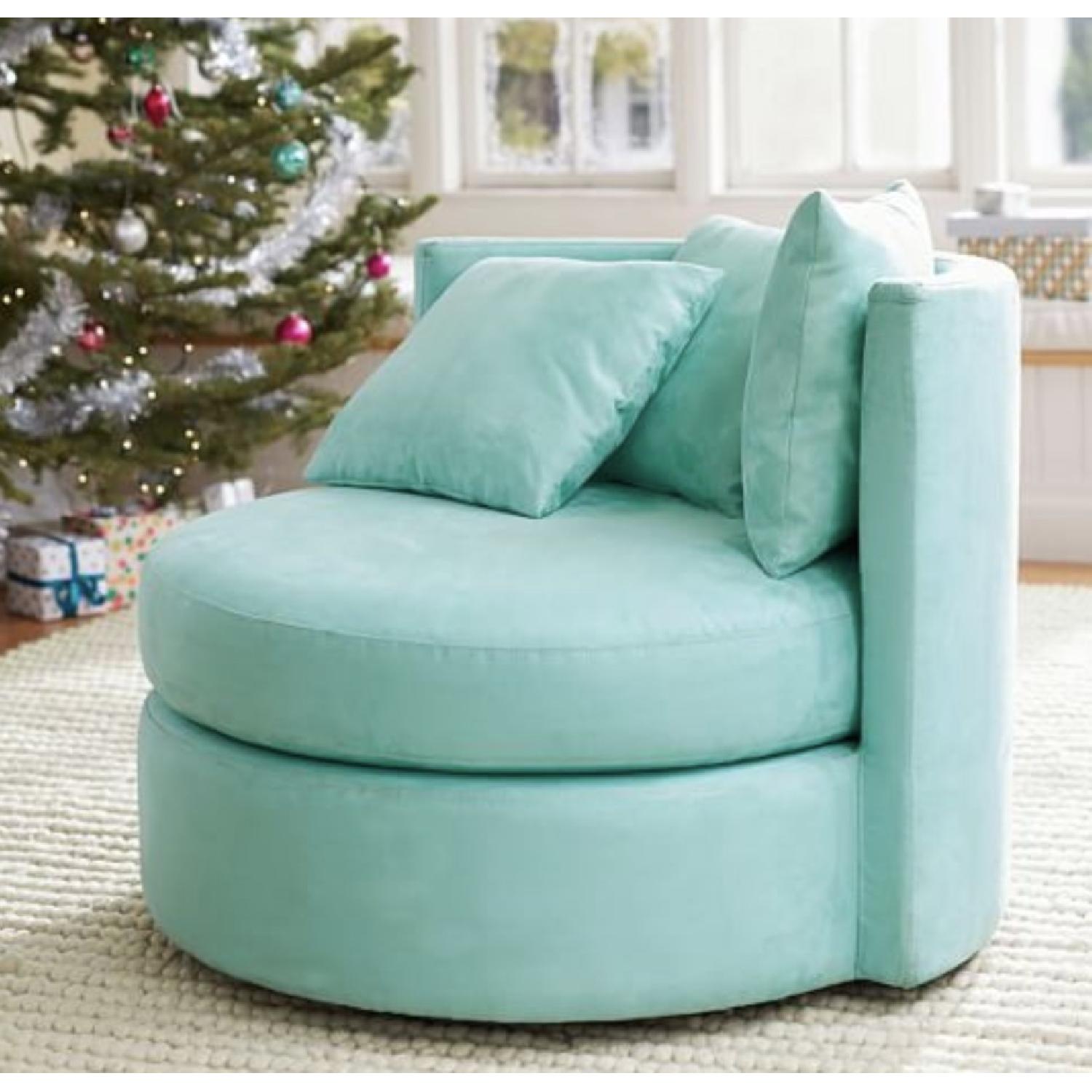 Pottery Barn Teen Round-About Swivel Chair in Tiffany Blue - image-1