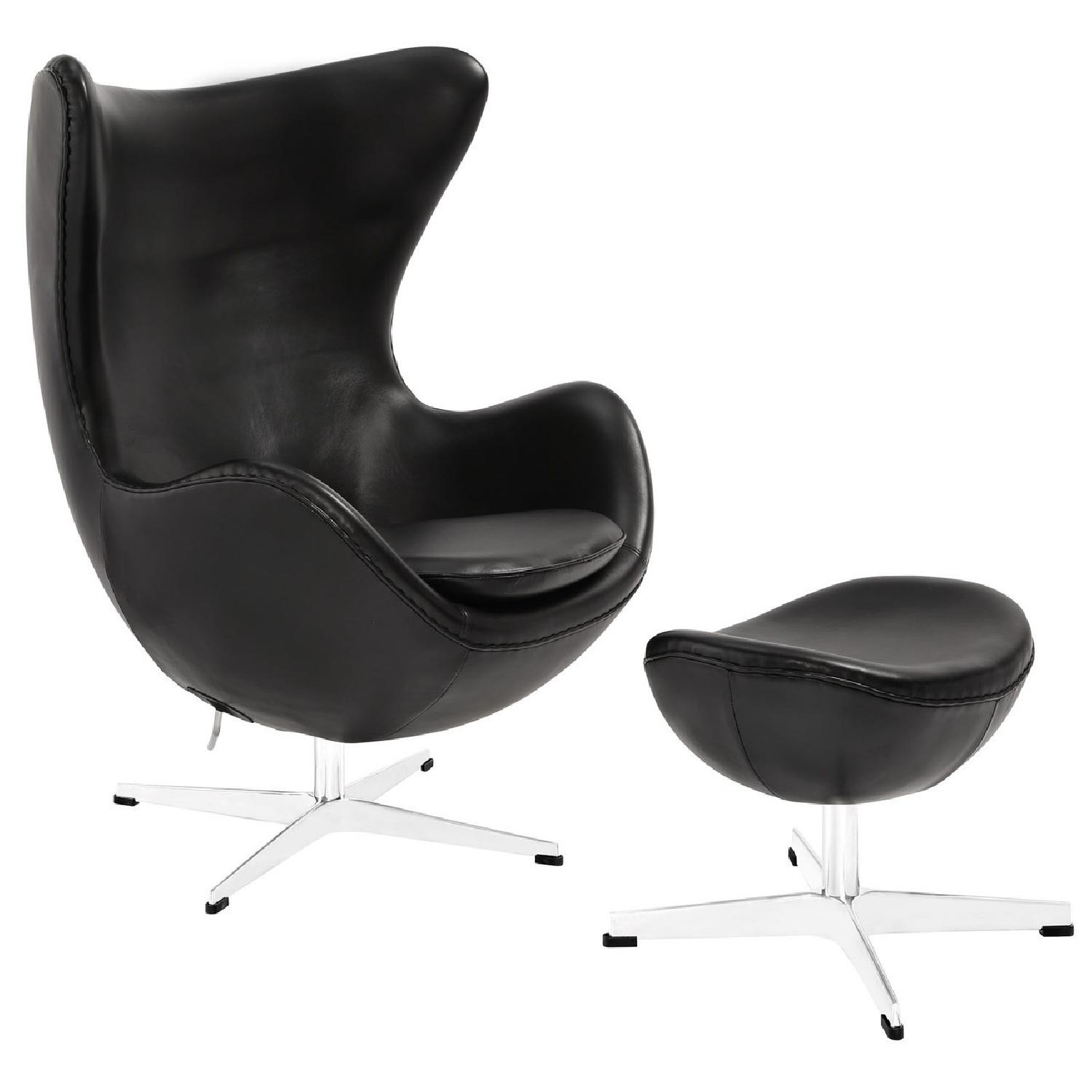 Manhattan Home Design Glove Leather Lounge Chair & Ottoman - image-0