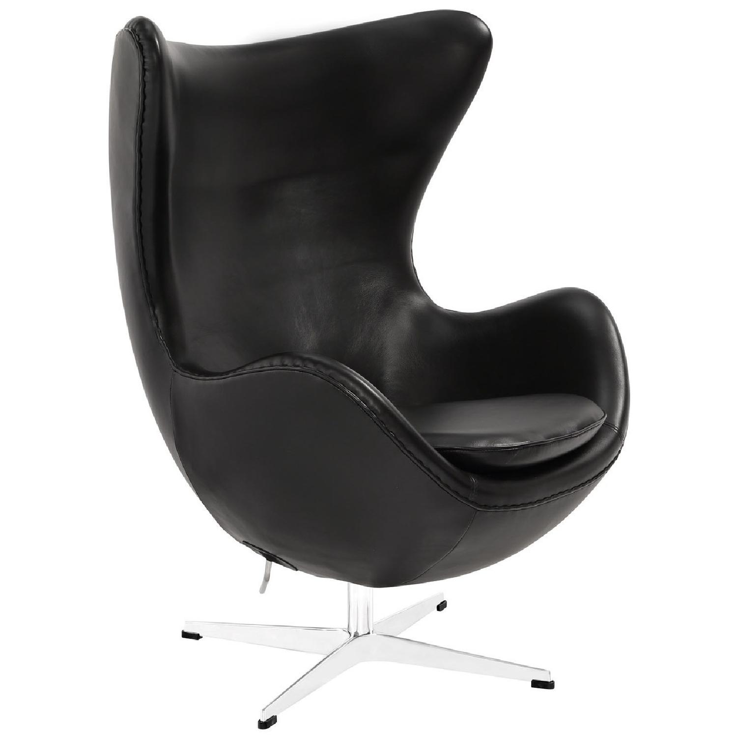 Manhattan Home Design Glove Leather Lounge Chair & Ottoman - image-2