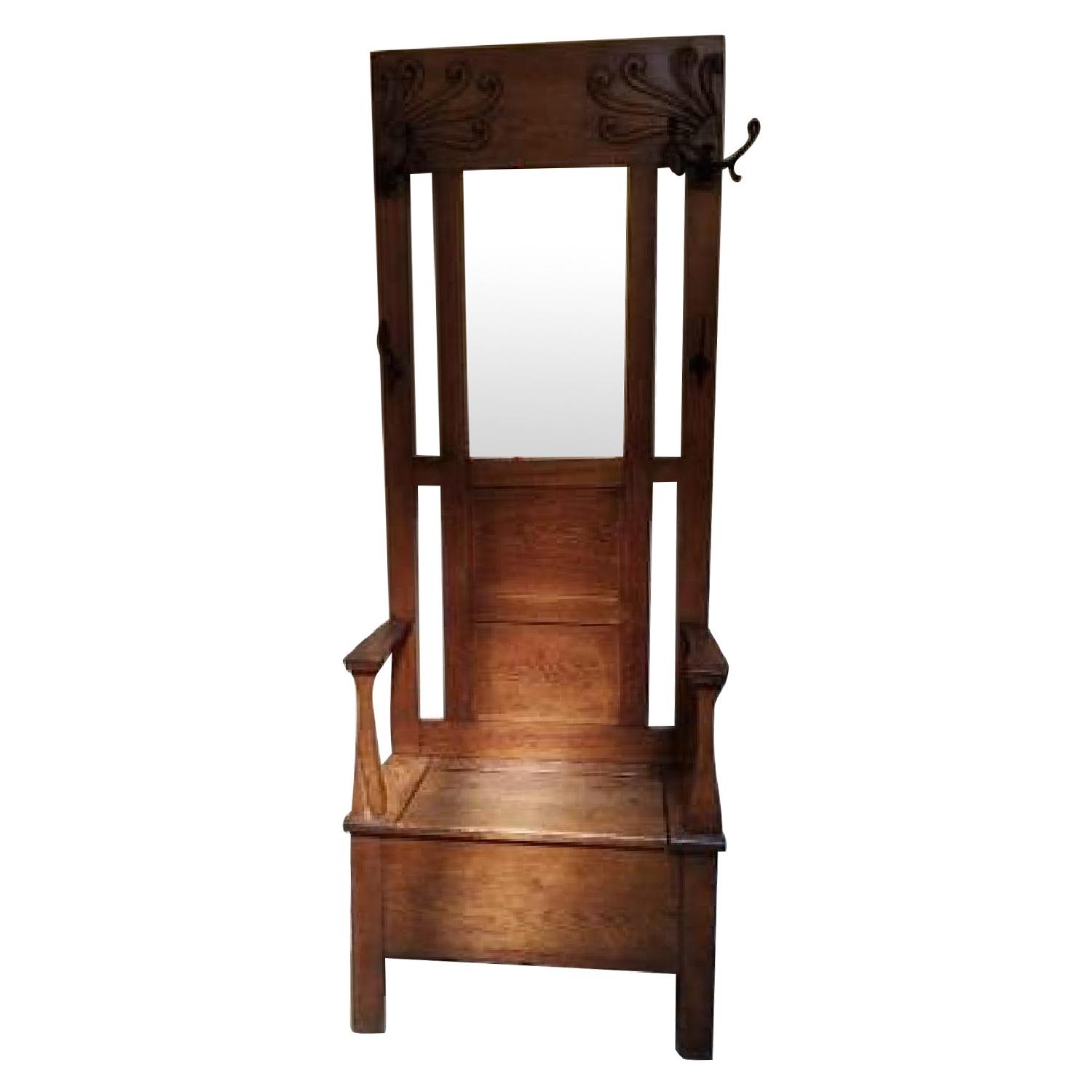 Antique Art Nouveau Hall Tree - image-0