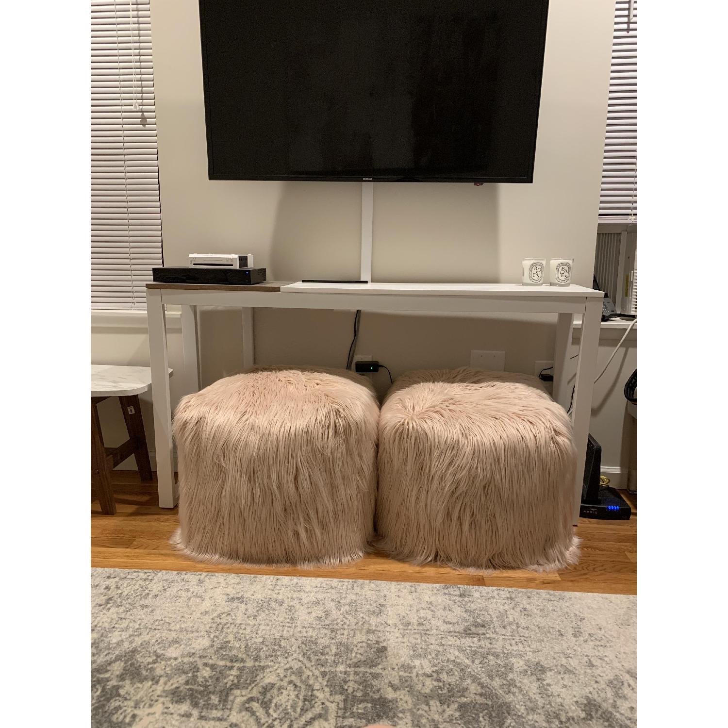 Cynthia Rowley Faux Mongolian Fur Ottoman Poufs - image-2