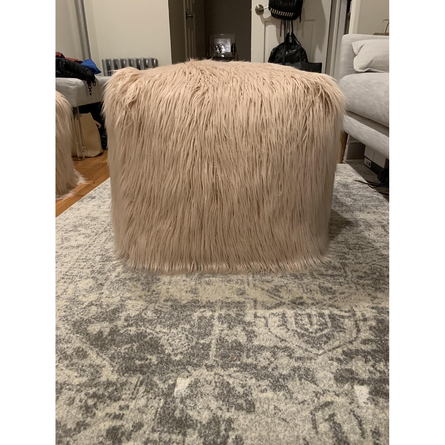 Cynthia Rowley Faux Mongolian Fur Ottoman Poufs - image-3