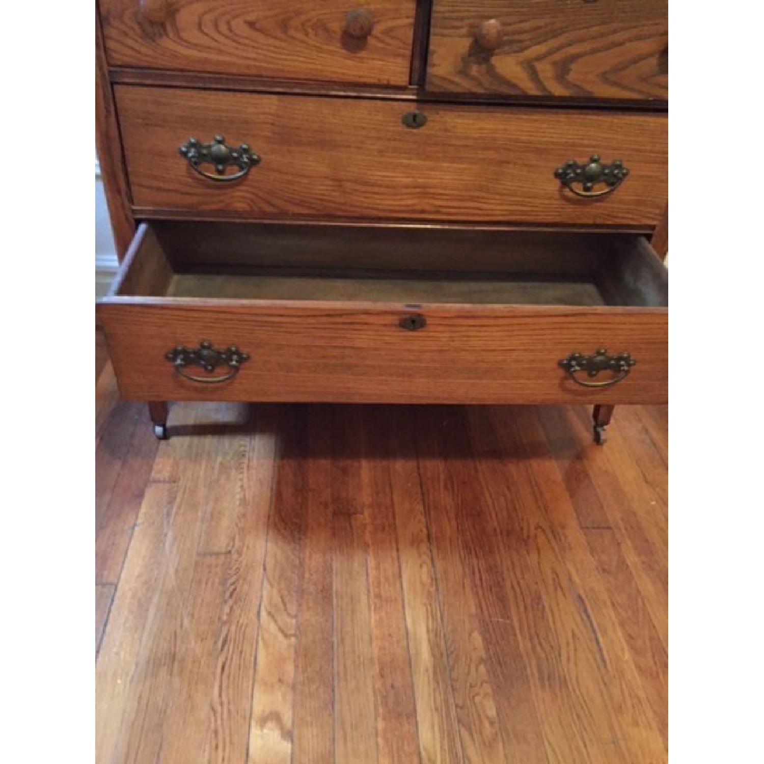 1930's Solid Oak Dresser w/ Mirror - image-6