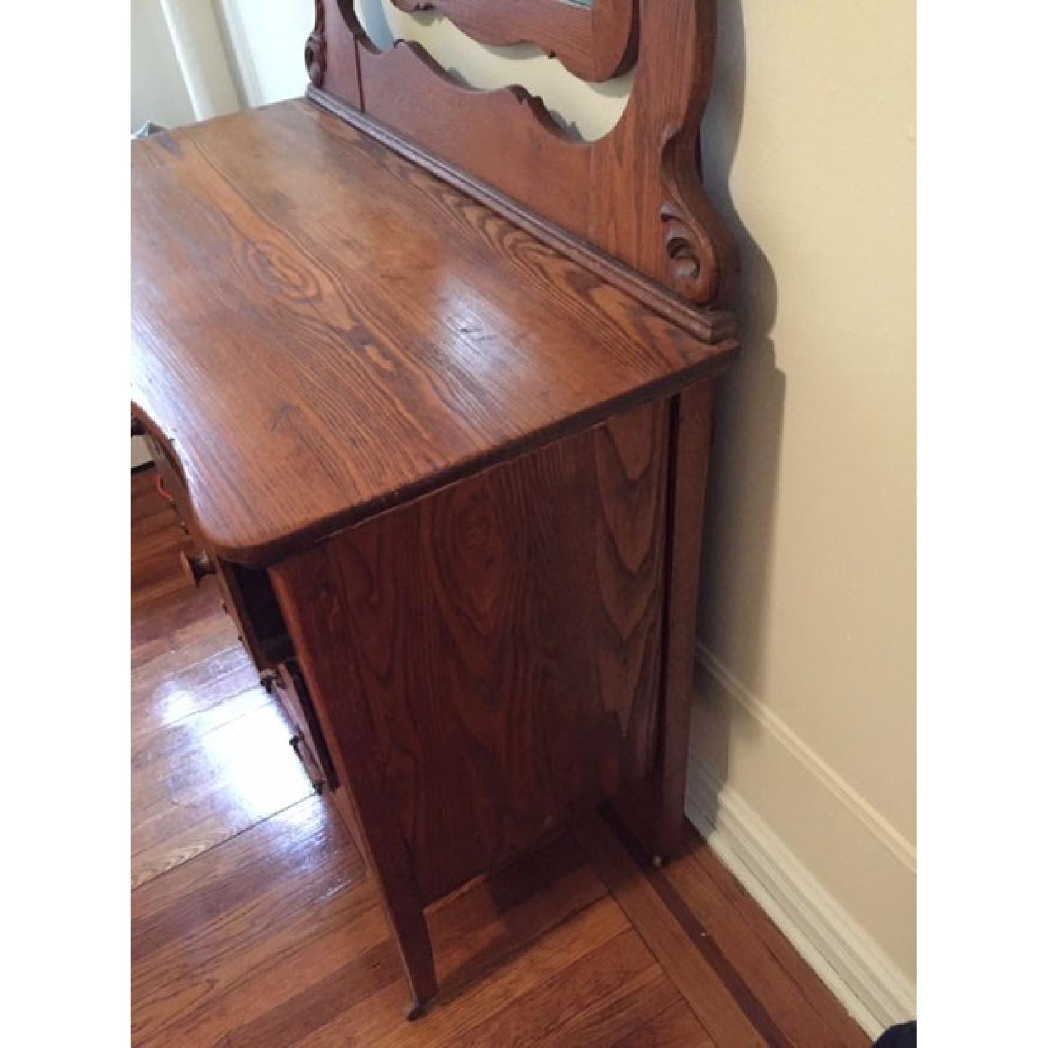 1930's Solid Oak Dresser w/ Mirror - image-7