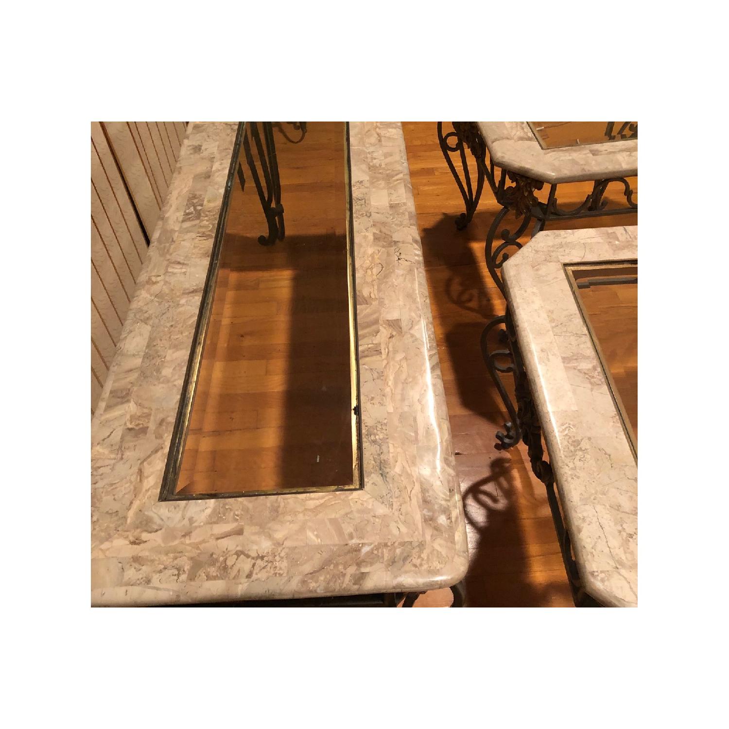 Stainless Steel & Glass Console Table + 2 Side Tables - image-4