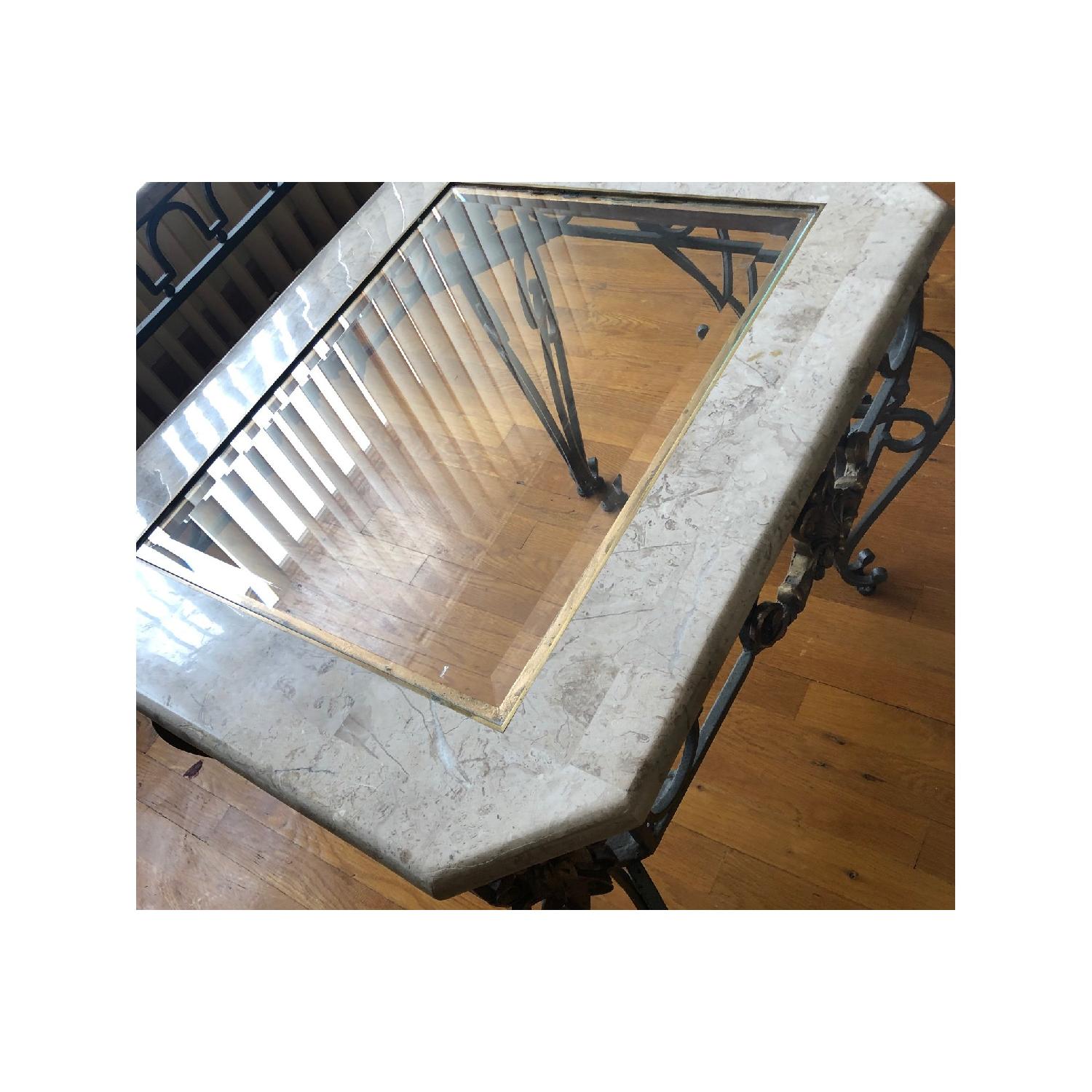 Stainless Steel & Glass Console Table + 2 Side Tables - image-5