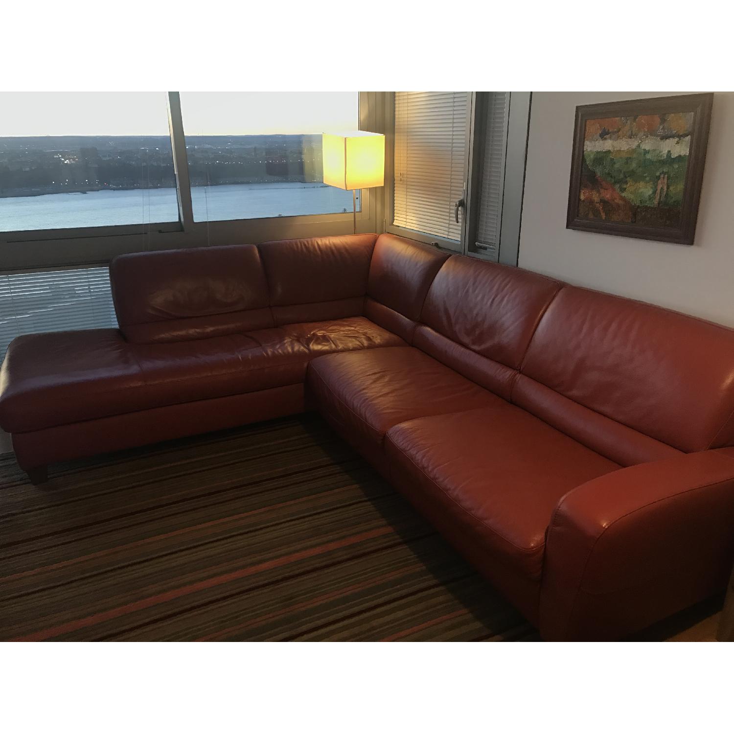 Italian Leather L Shape Sectional Sofa - image-1