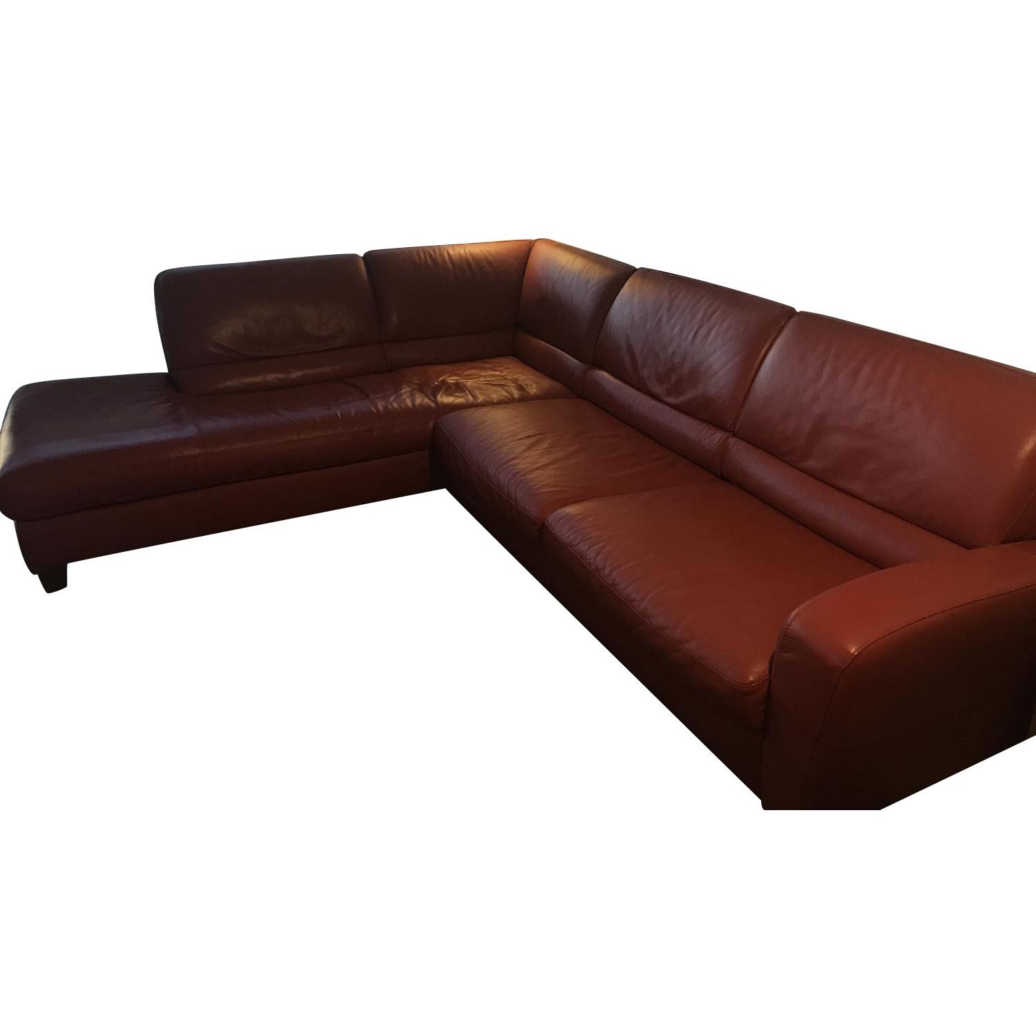 Italian Leather L Shape Sectional Sofa - image-4