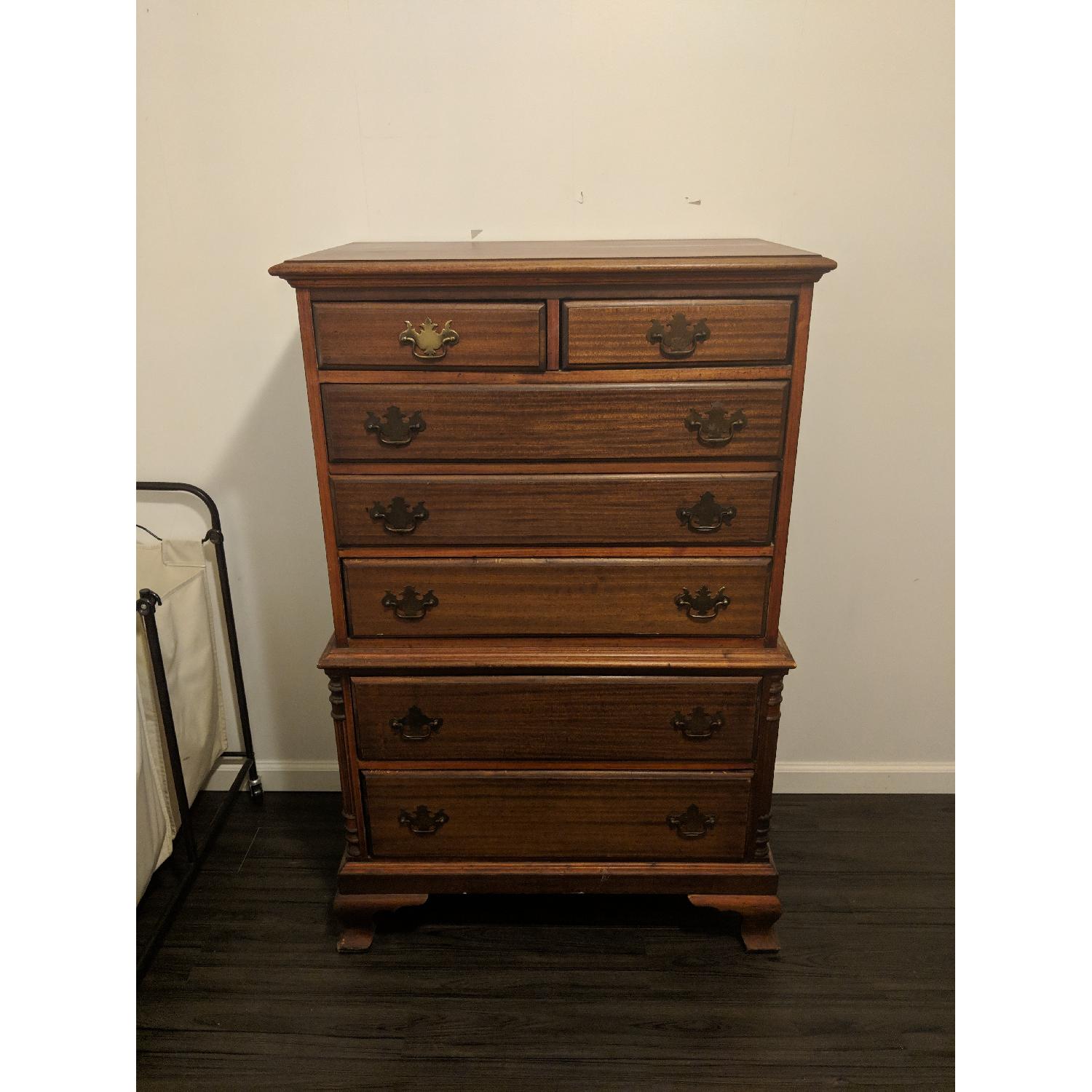 Vintage Tall Oak Dresser - image-1