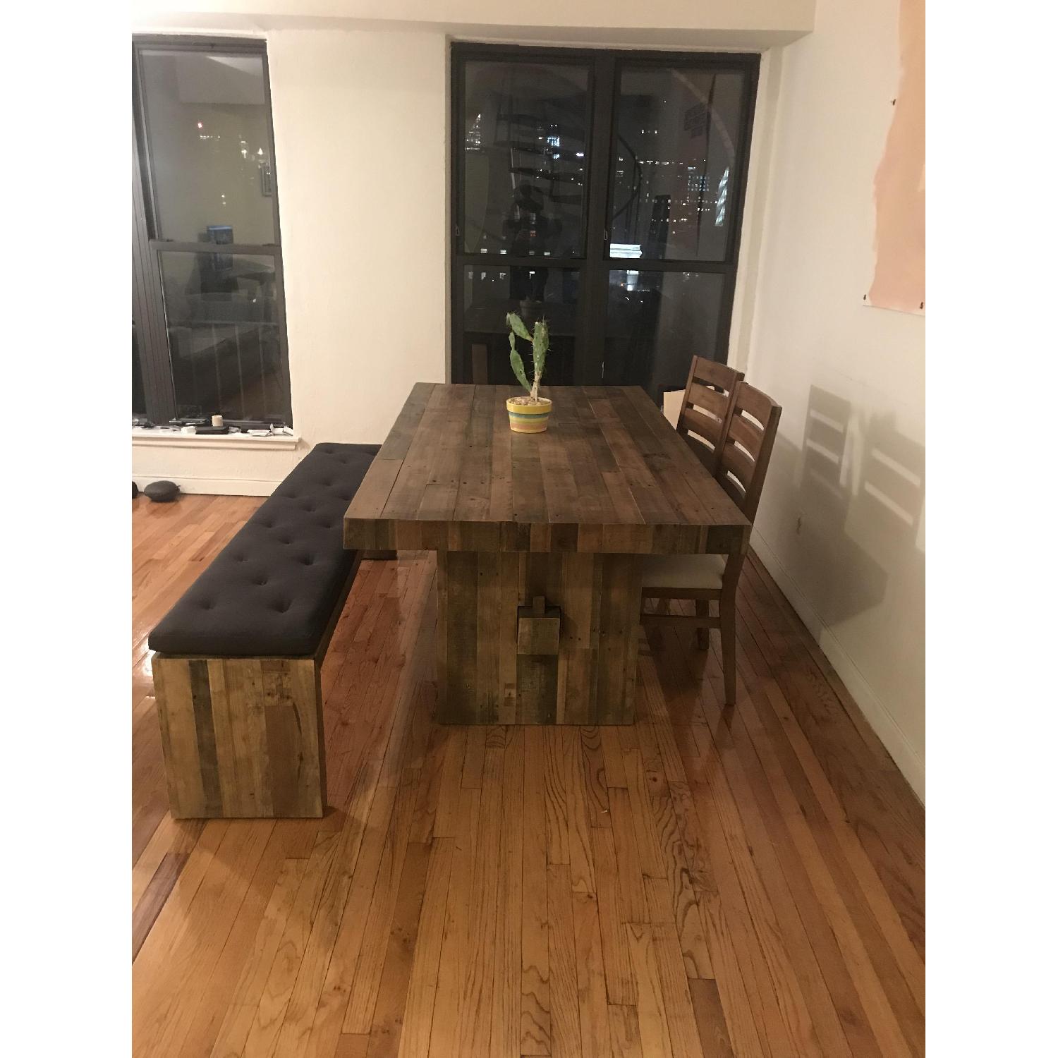West Elm Reclaimed Wood Dining Table w/ 1 Bench + 2 Chairs - image-2