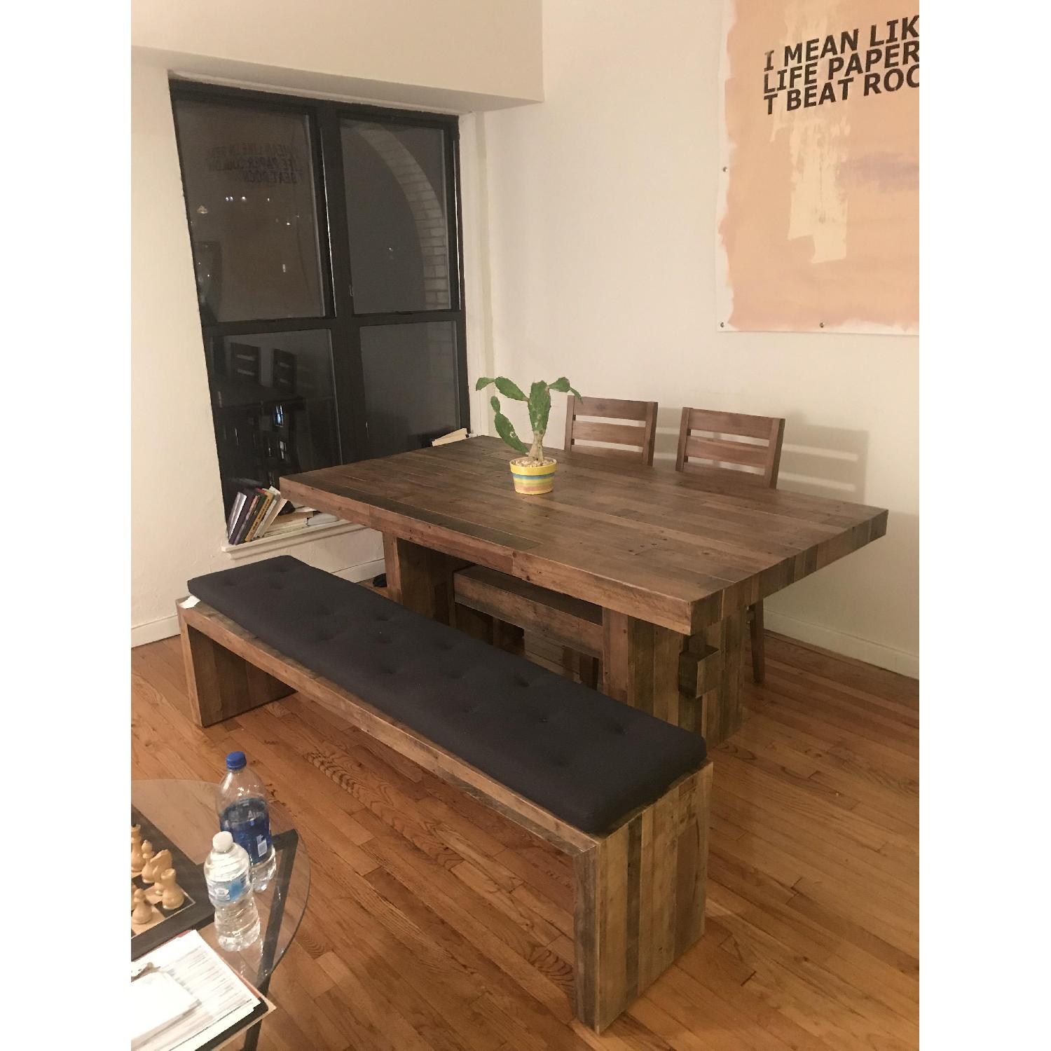 West Elm Reclaimed Wood Dining Table w/ 1 Bench + 2 Chairs - image-6