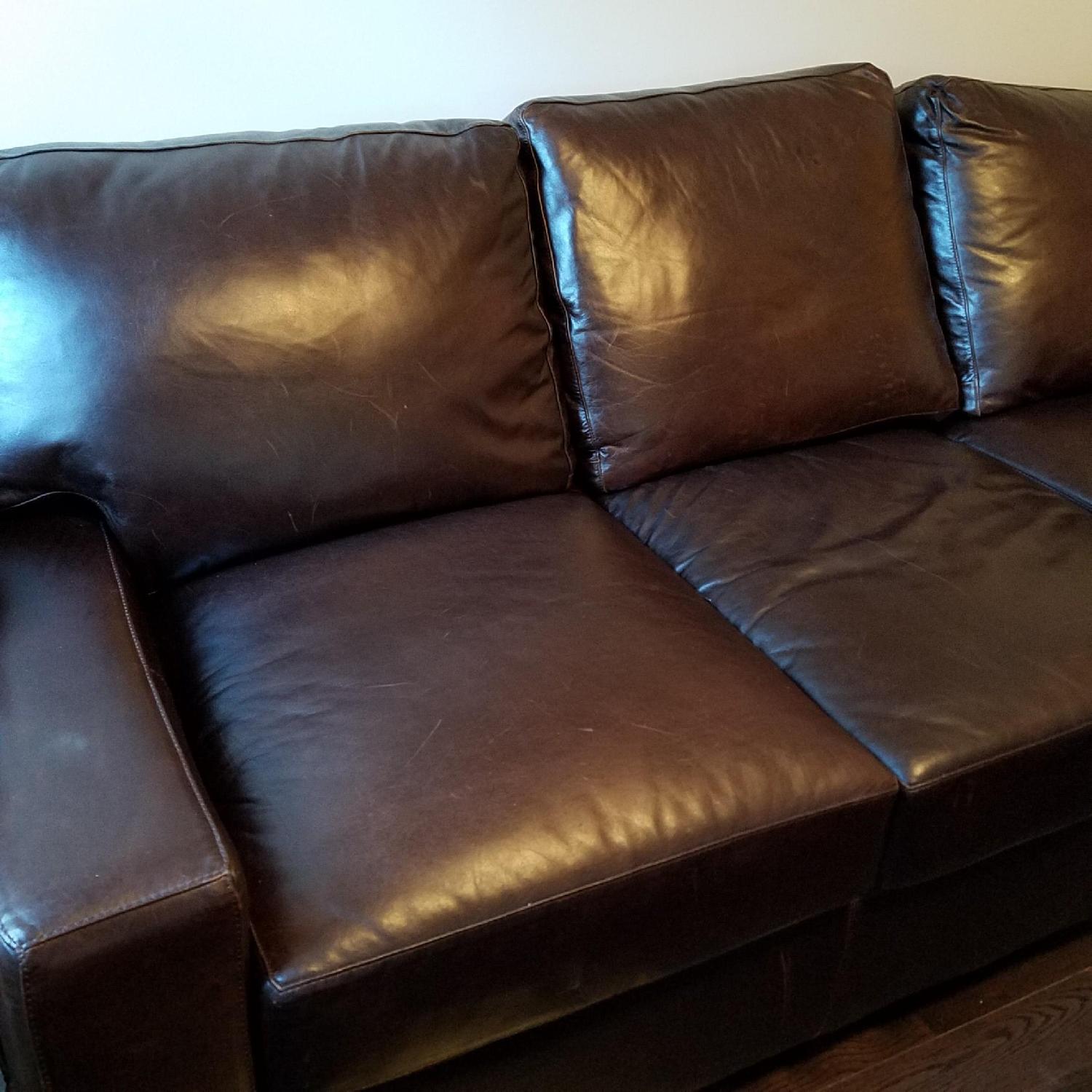 Dark Brown Leather Queen Sleeper Sofa - image-3
