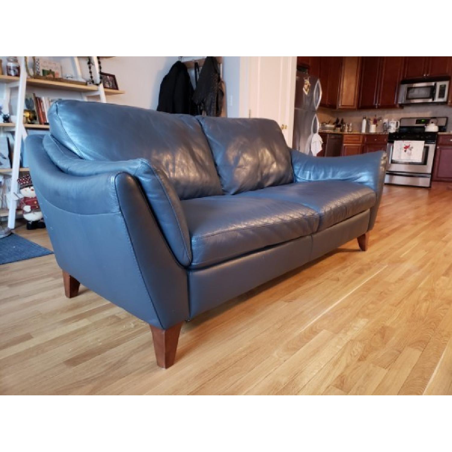 Raymour & Flanigan Natuzzi Greccio Dark Grey Leather Sofa - image-3