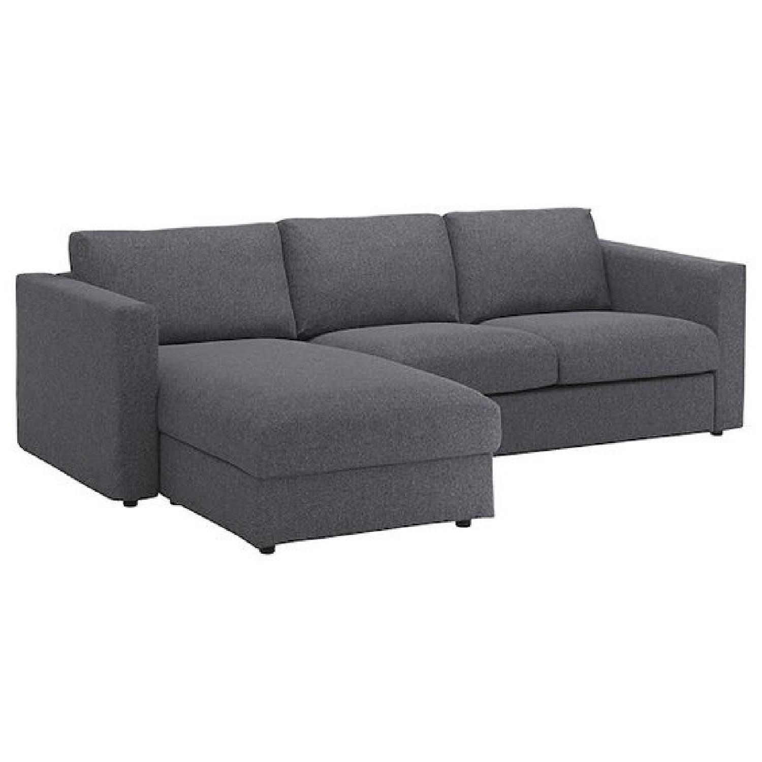 Ikea Vimle Chaise Sectional Sofa in Gunnared Medium Gray - image-0