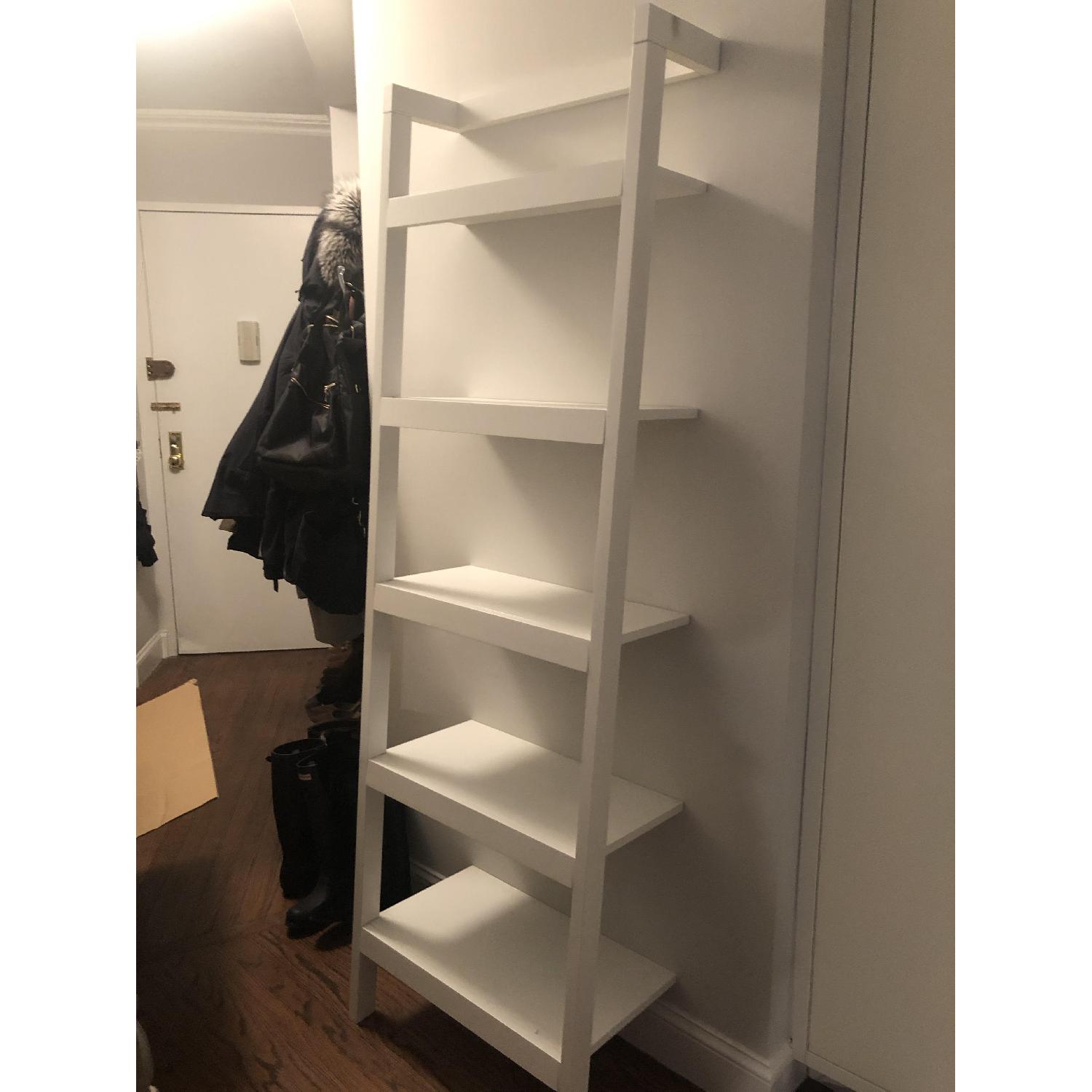 Crate & Barrel Sawyer White Leaning Bookcase - image-1