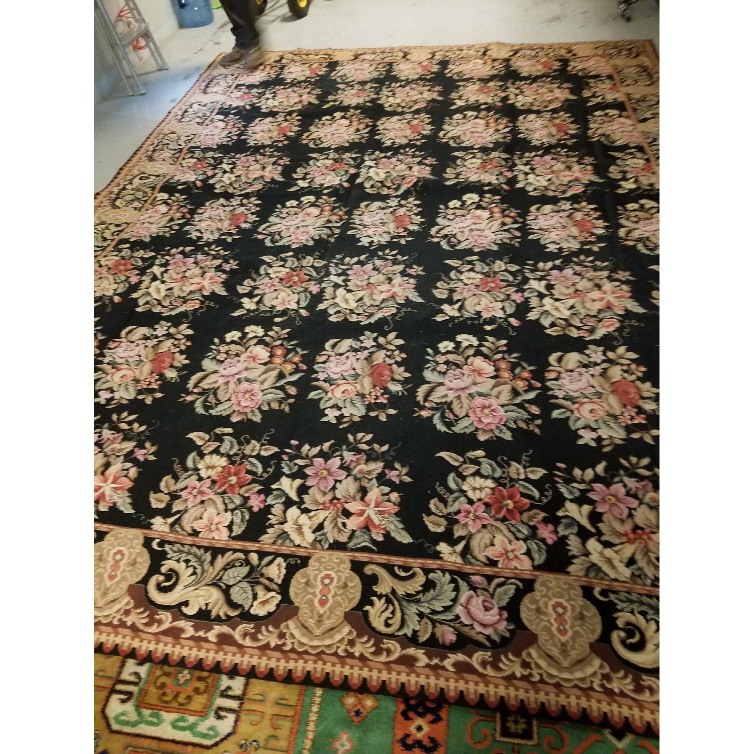 Vintage Needlepoint Area Rug w/ Pad AptDeco