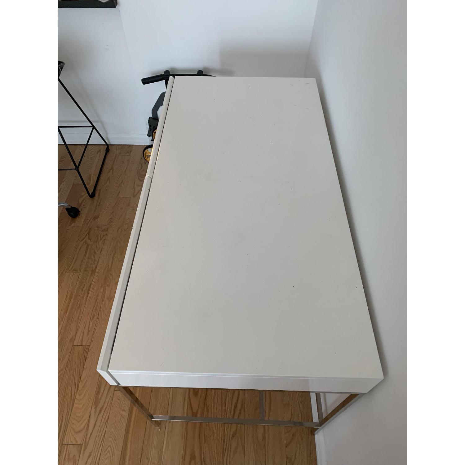 West Elm Lacquer Storage Desk in White AptDeco