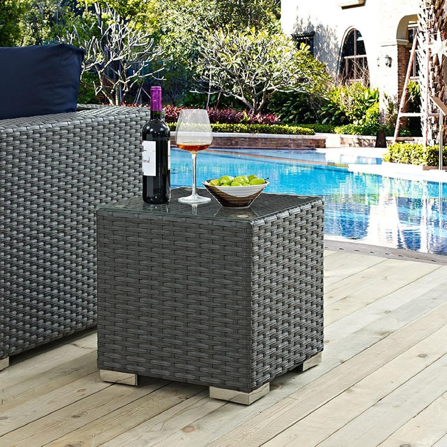 Manhattan Home Design Outdoor Patio Side Table in Grey - image-2